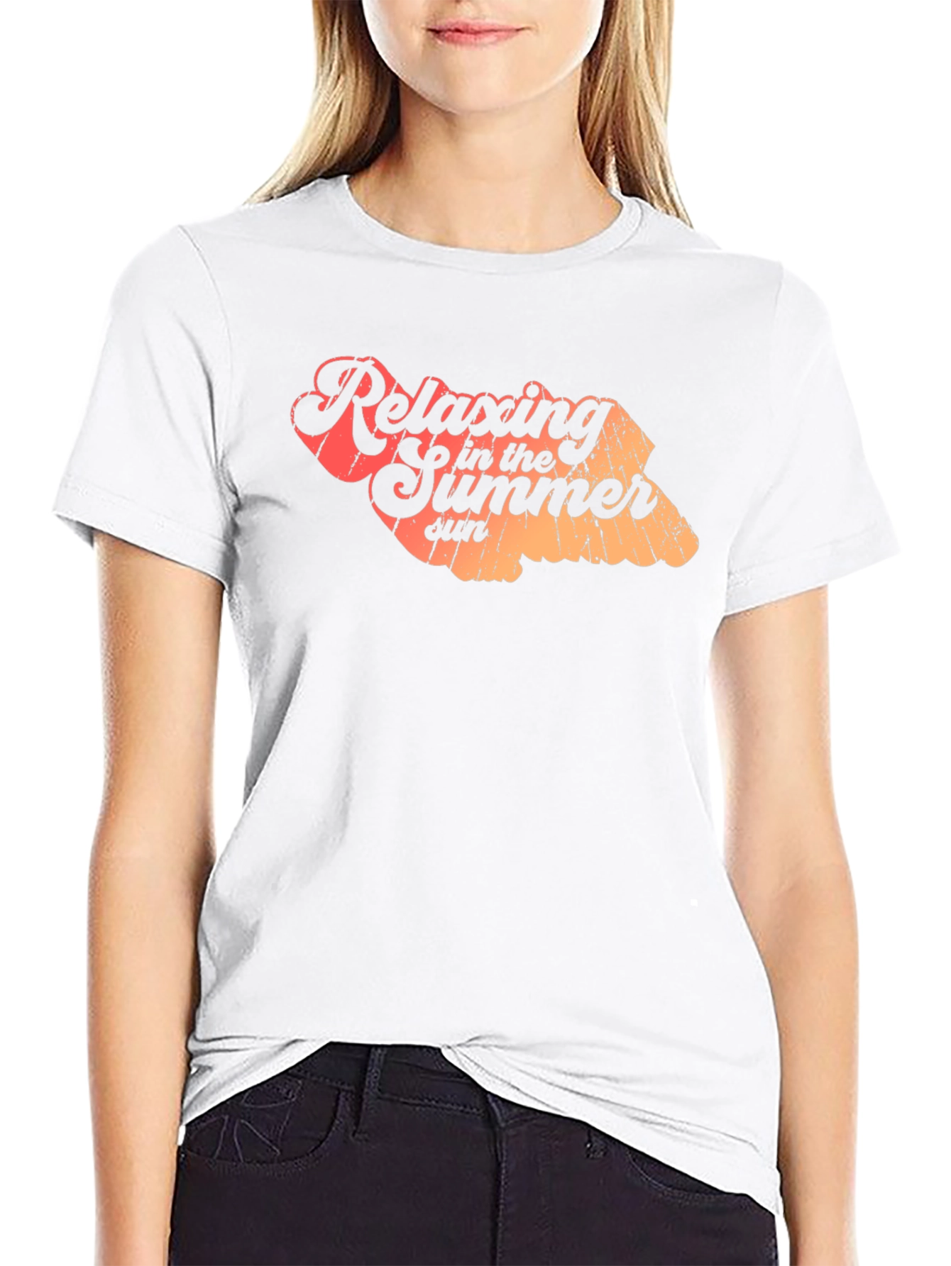 Relaxing Summer Sun Graphic Tee - Casual Black T-Shirt