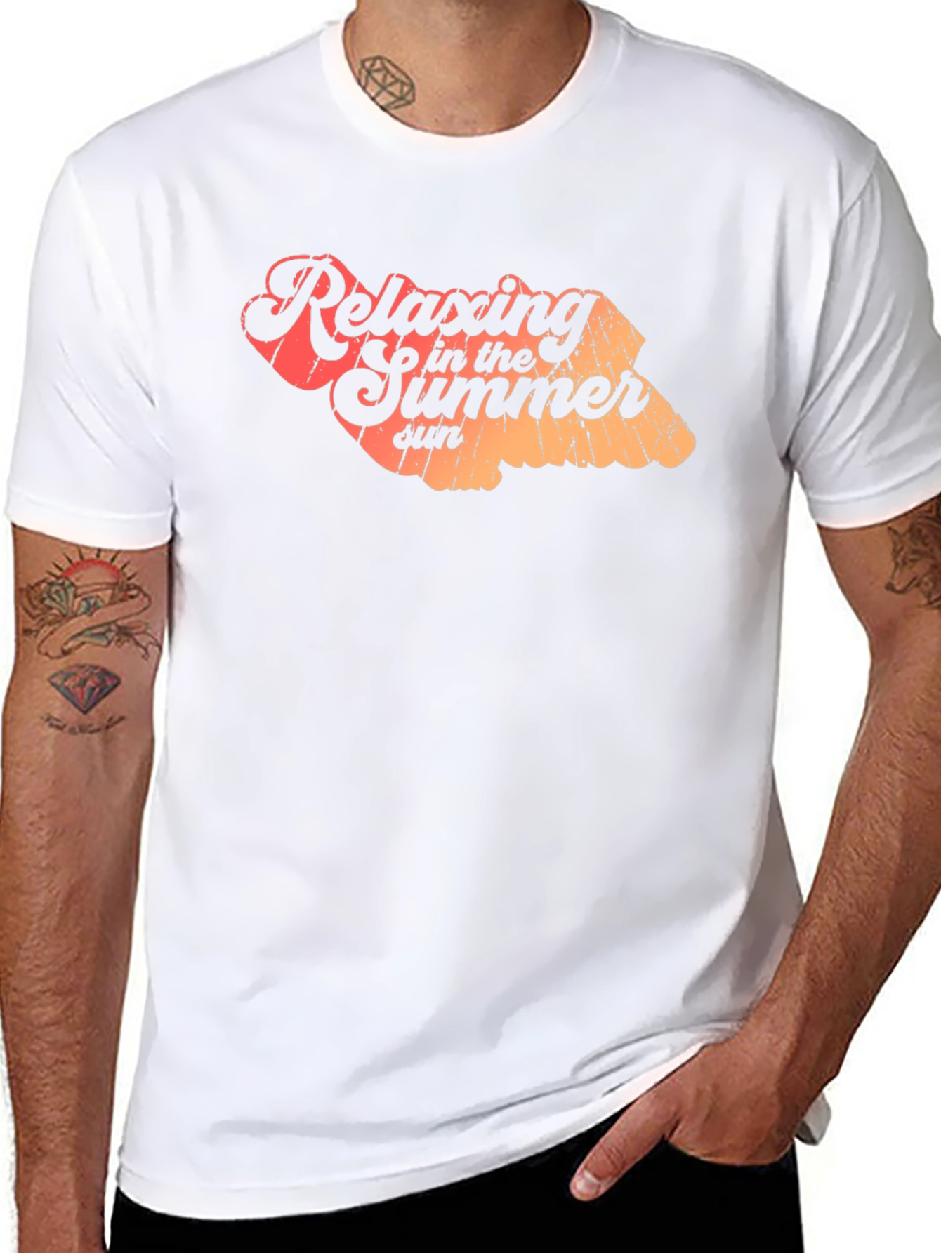 Relaxing Summer Sun Graphic Tee - Casual Black T-Shirt
