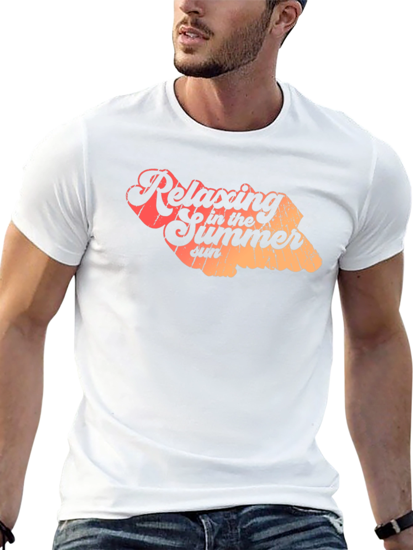 Relaxing Summer Sun Graphic Tee - Casual Black T-Shirt