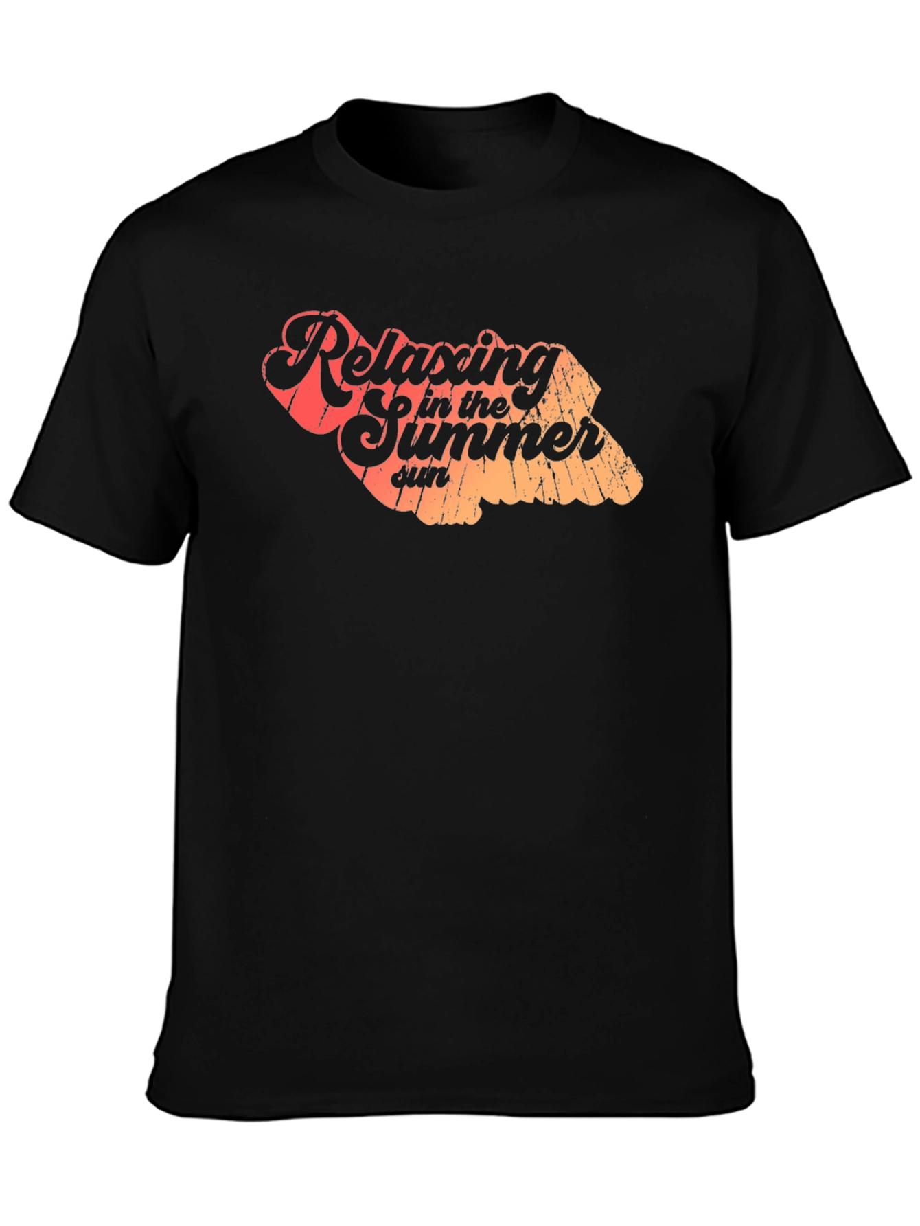 Relaxing Summer Sun Graphic Tee - Casual Black T-Shirt