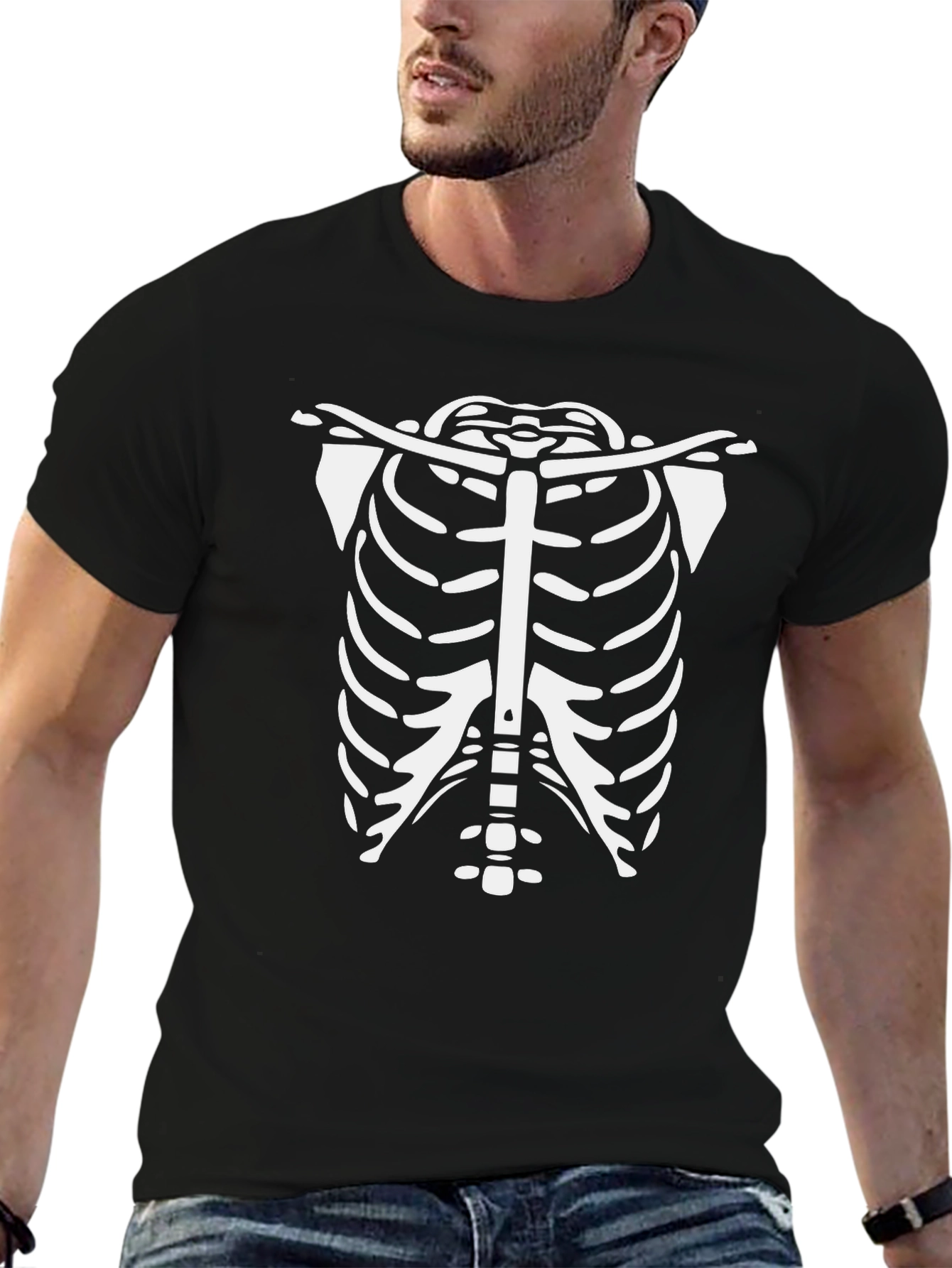 Skeleton Rib Cage Graphic Tee - Halloween Costume Shirt