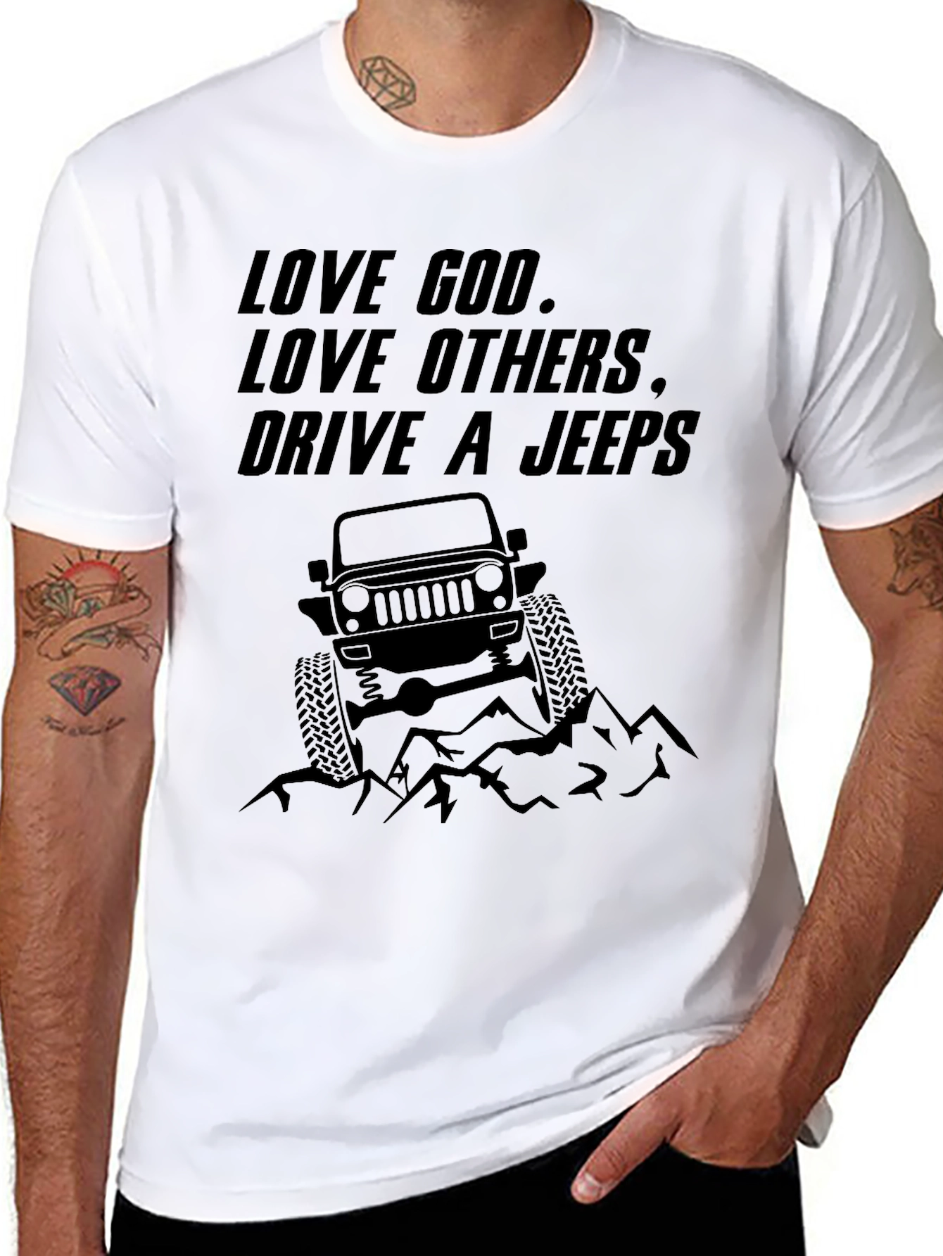 Love God Love Others Drive a Jeep Graphic T-Shirt