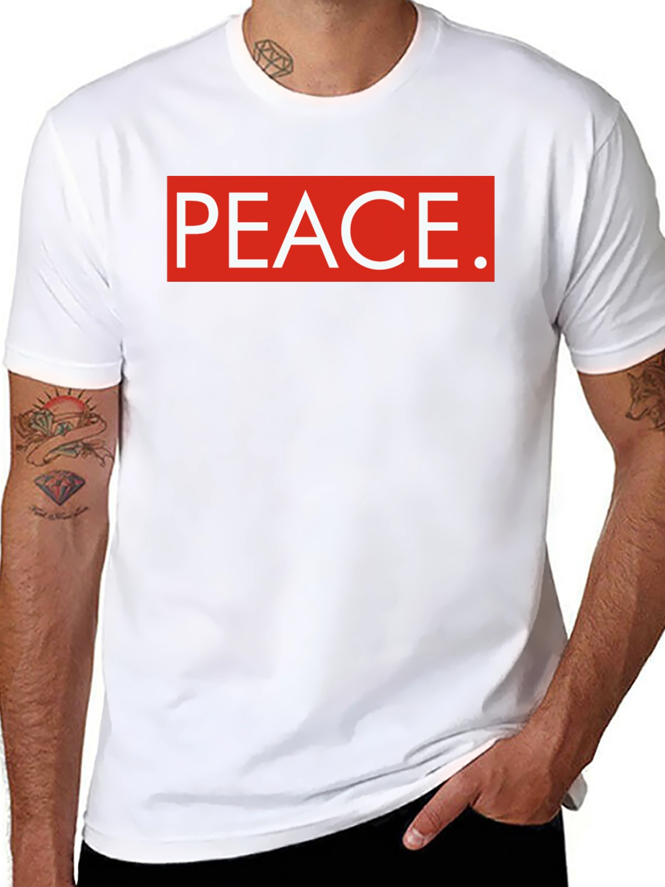 Peace Graphic Tee - Red and White Design