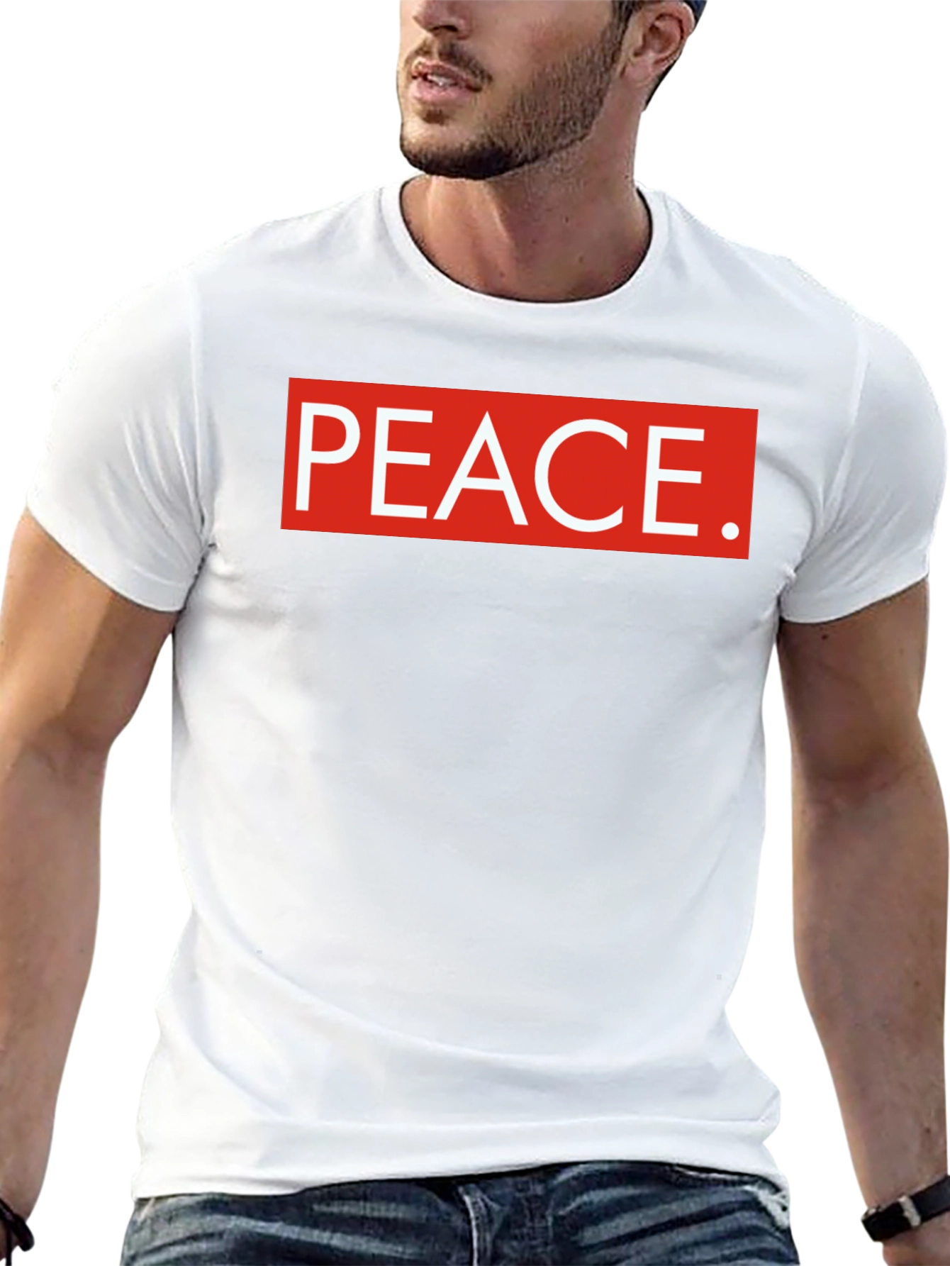 Peace Graphic Tee - Red and White Design