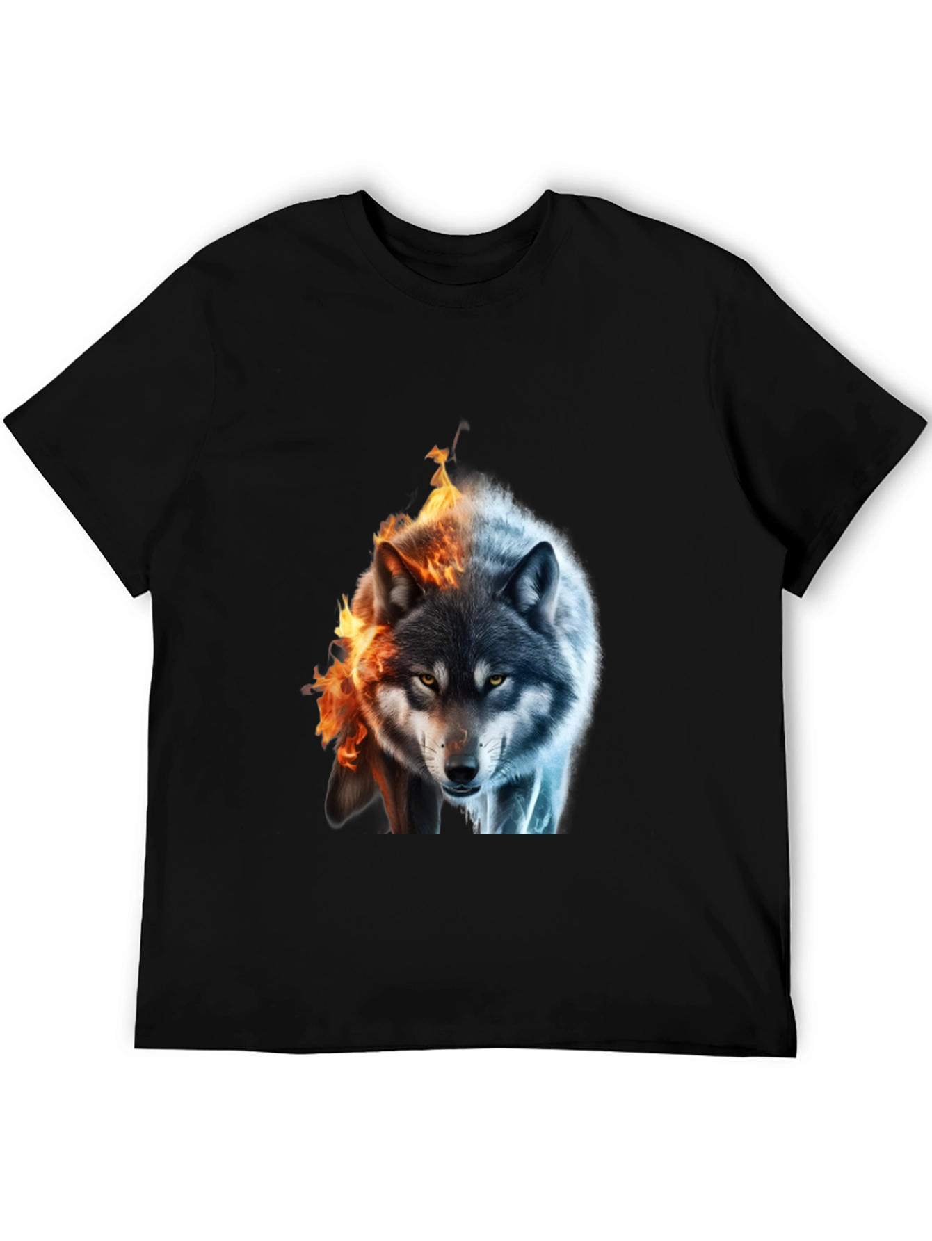 Fire and Ice Wolf Graphic T-Shirt