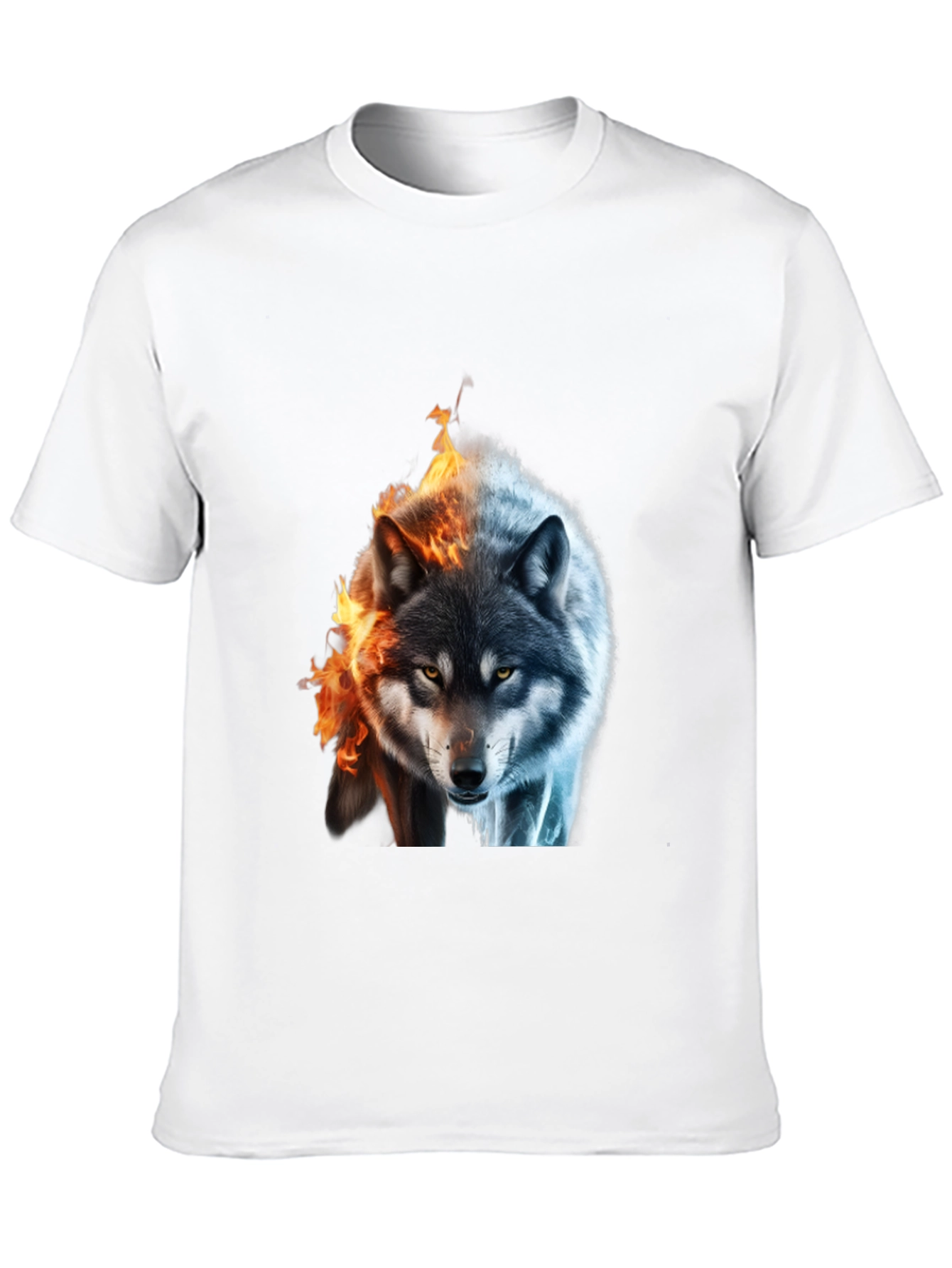 Fire and Ice Wolf Graphic T-Shirt