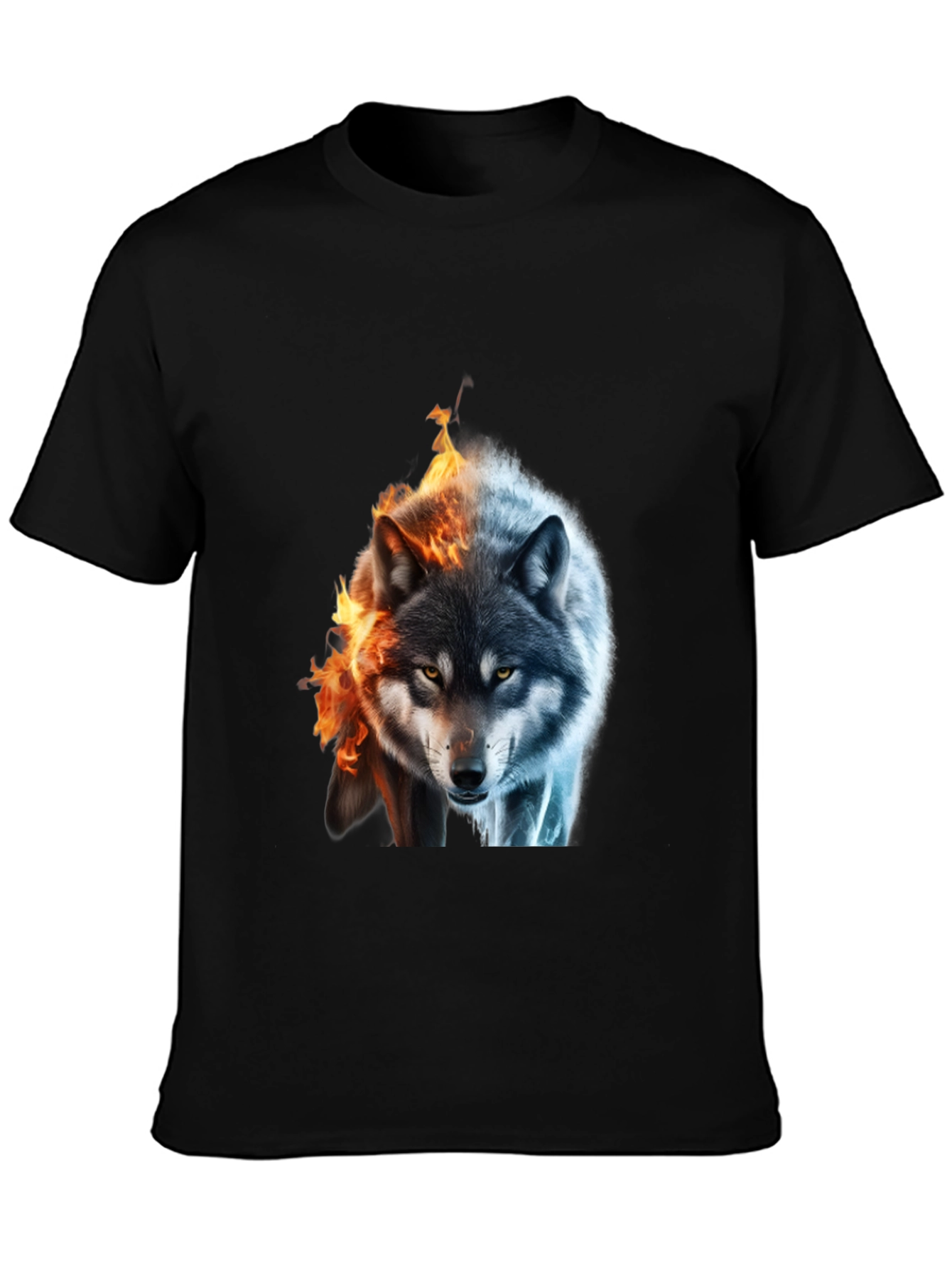 Fire and Ice Wolf Graphic T-Shirt