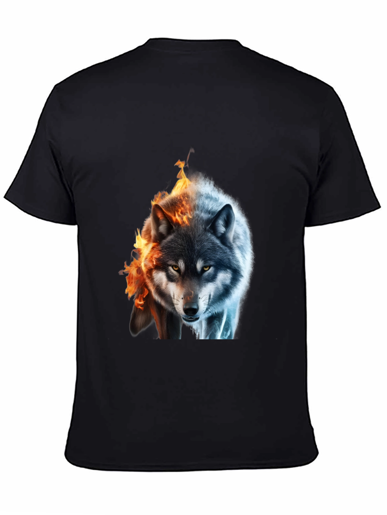 Fire and Ice Wolf Graphic T-Shirt