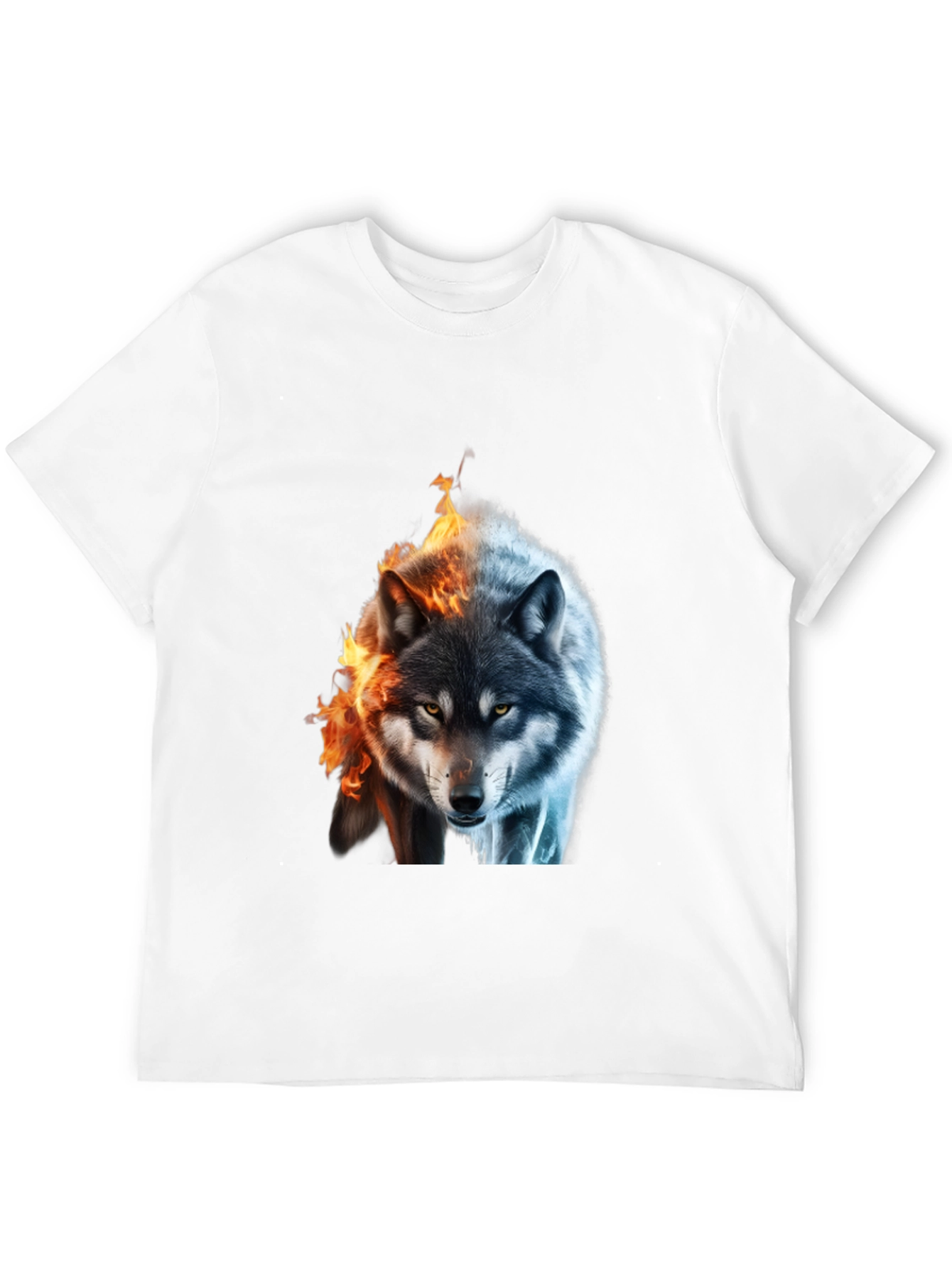 Fire and Ice Wolf Graphic T-Shirt