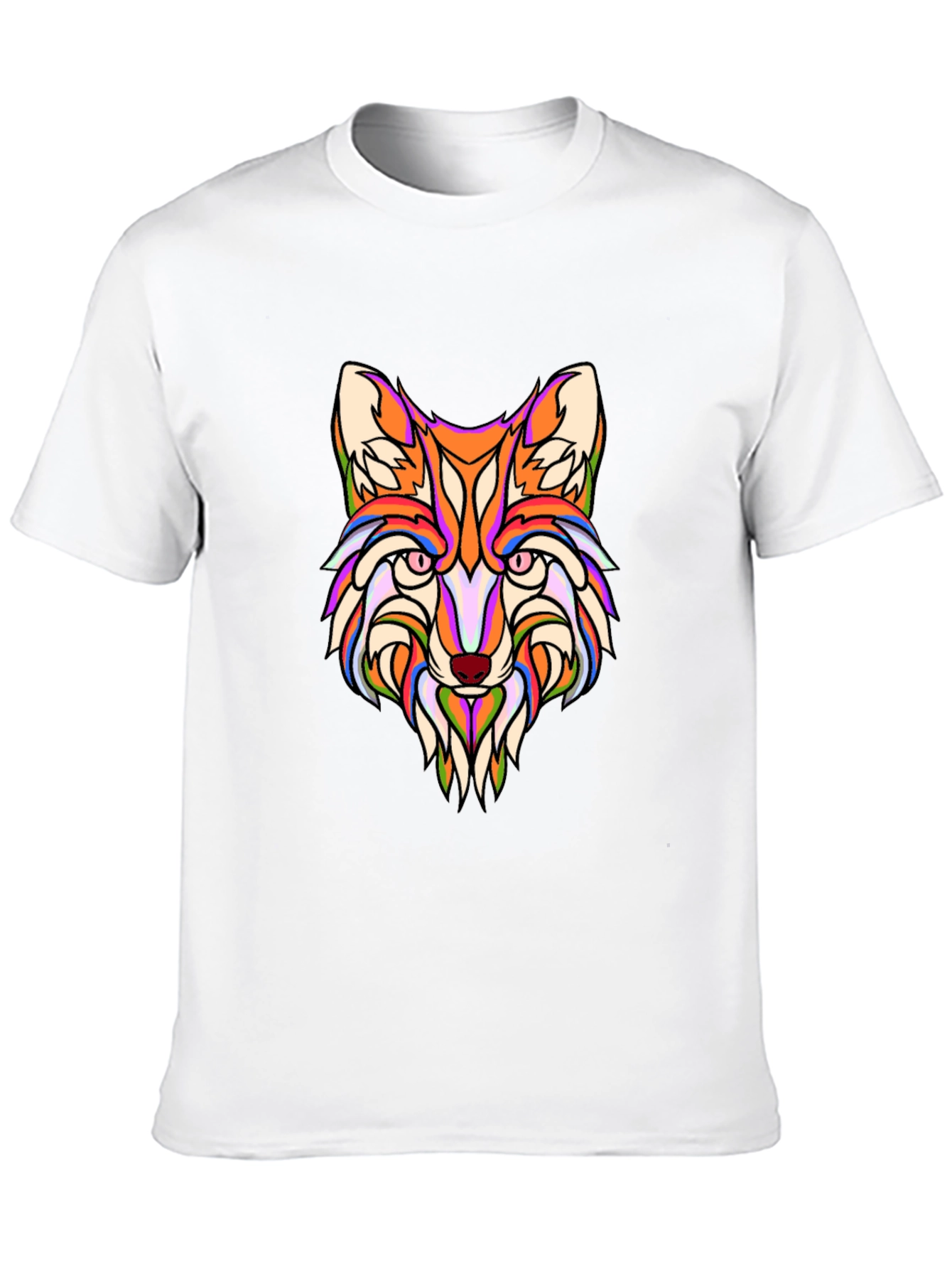 Vibrant Fox Head Graphic Print Black T-Shirt