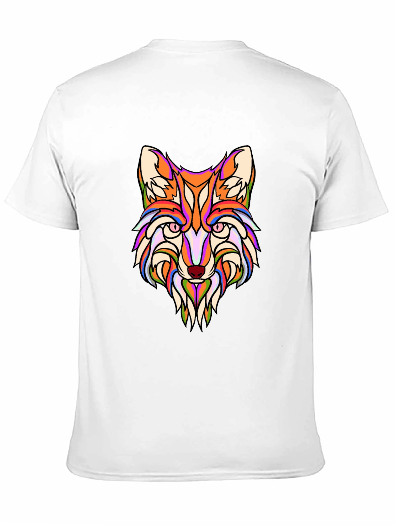 Vibrant Fox Head Graphic Print Black T-Shirt
