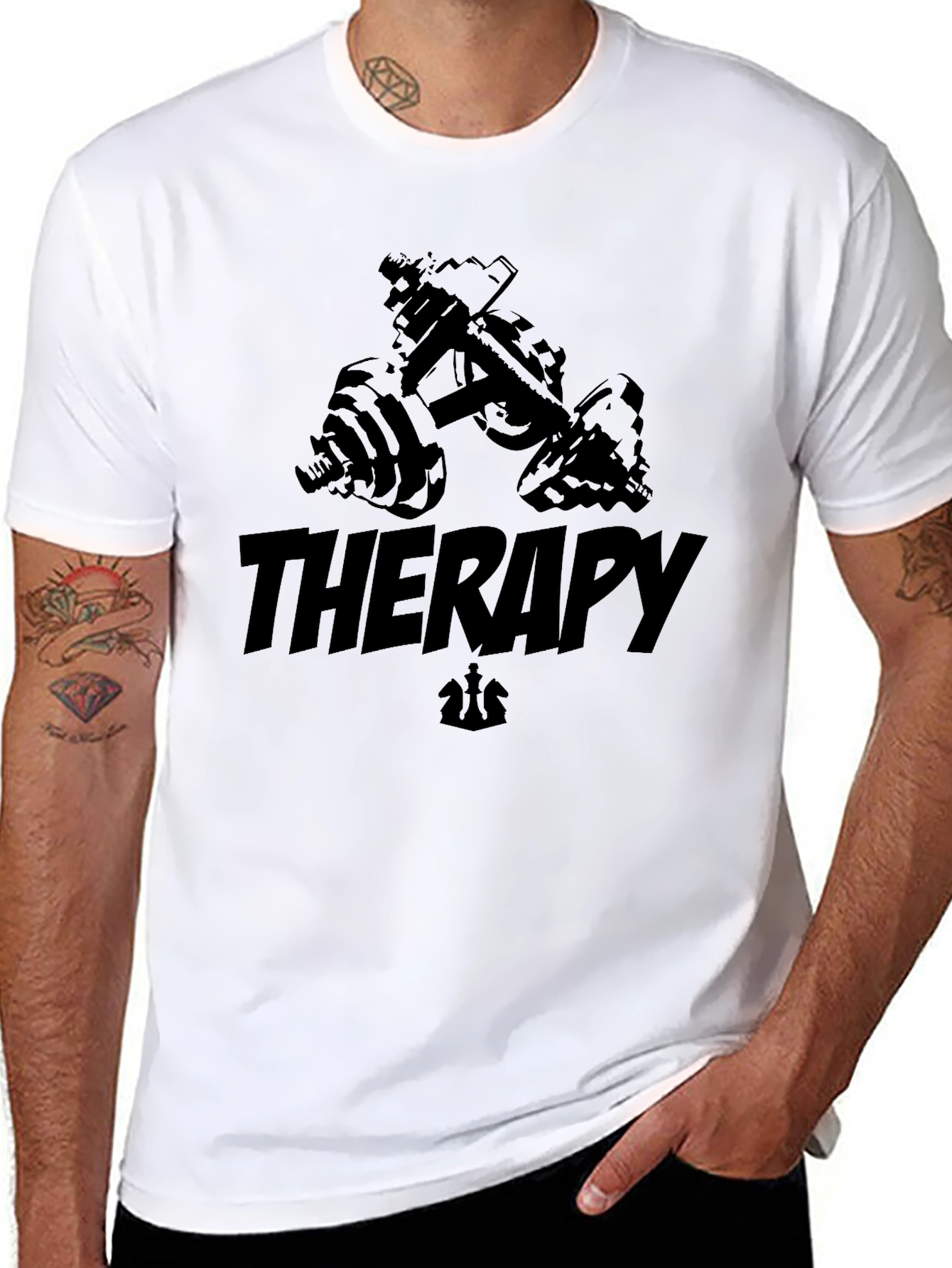 Therapy Dumbbell T-Shirt - Black Gym Workout Tee