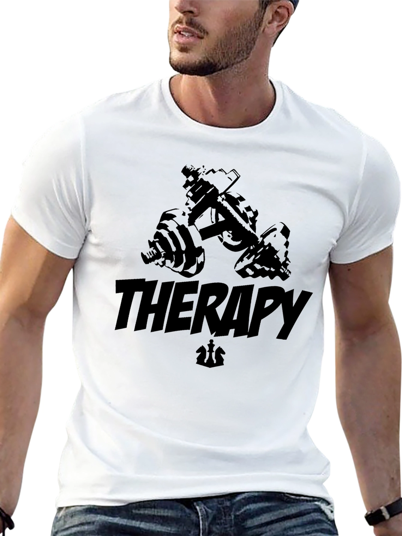 Therapy Dumbbell T-Shirt - Black Gym Workout Tee