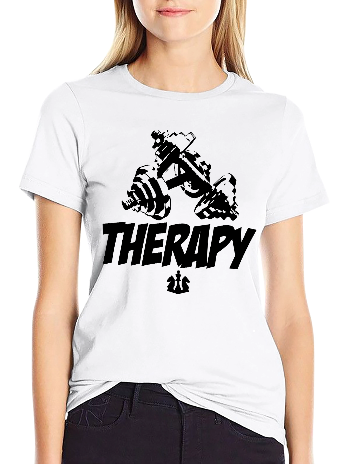 Therapy Dumbbell T-Shirt - Black Gym Workout Tee