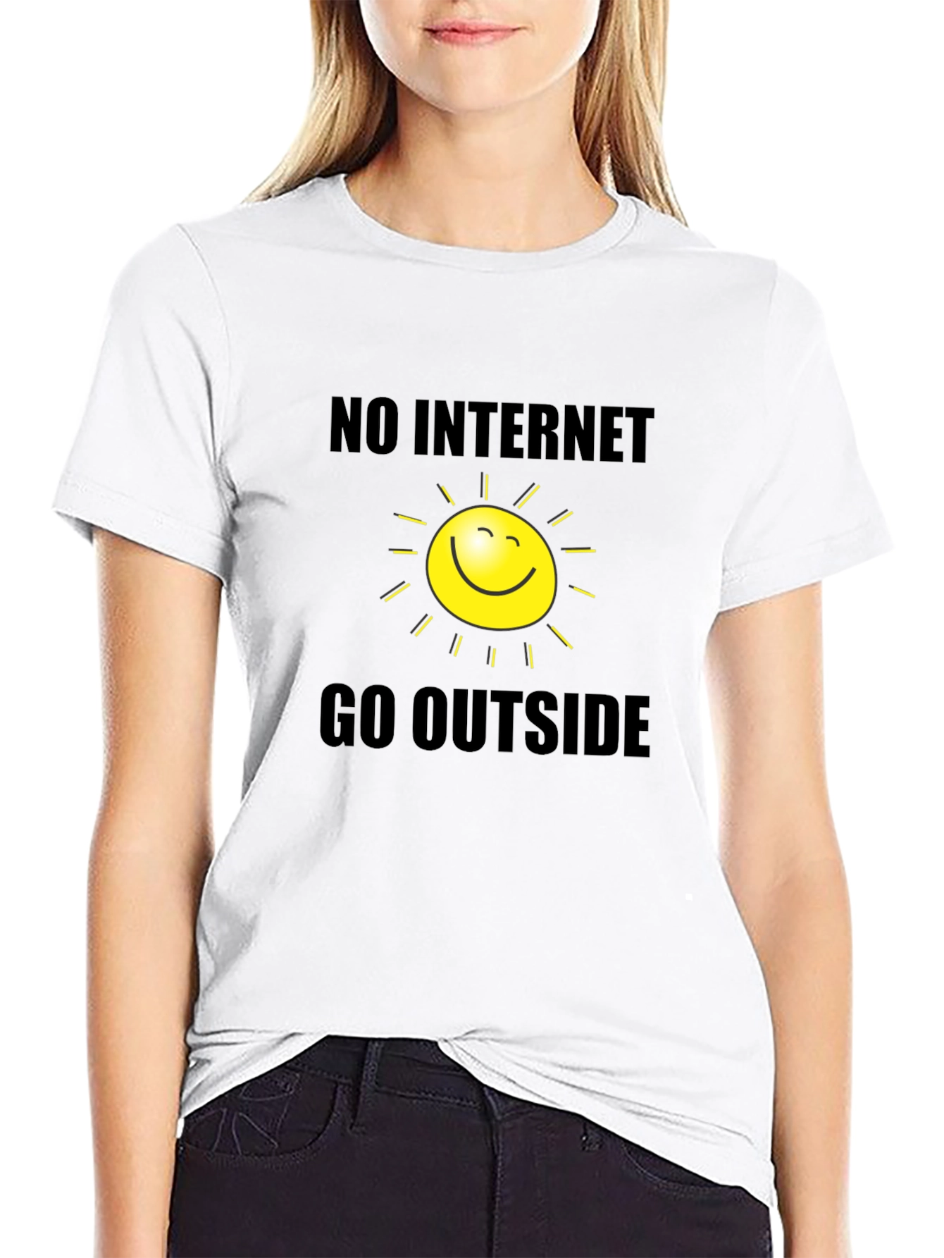 Humorous No Internet Go Outside Graphic T-Shirt