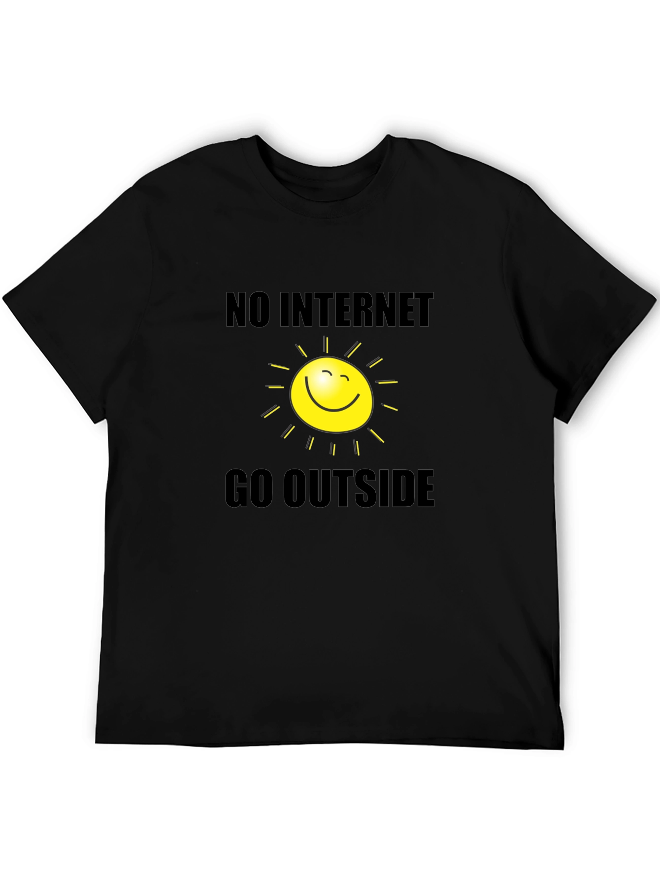 Humorous No Internet Go Outside Graphic T-Shirt