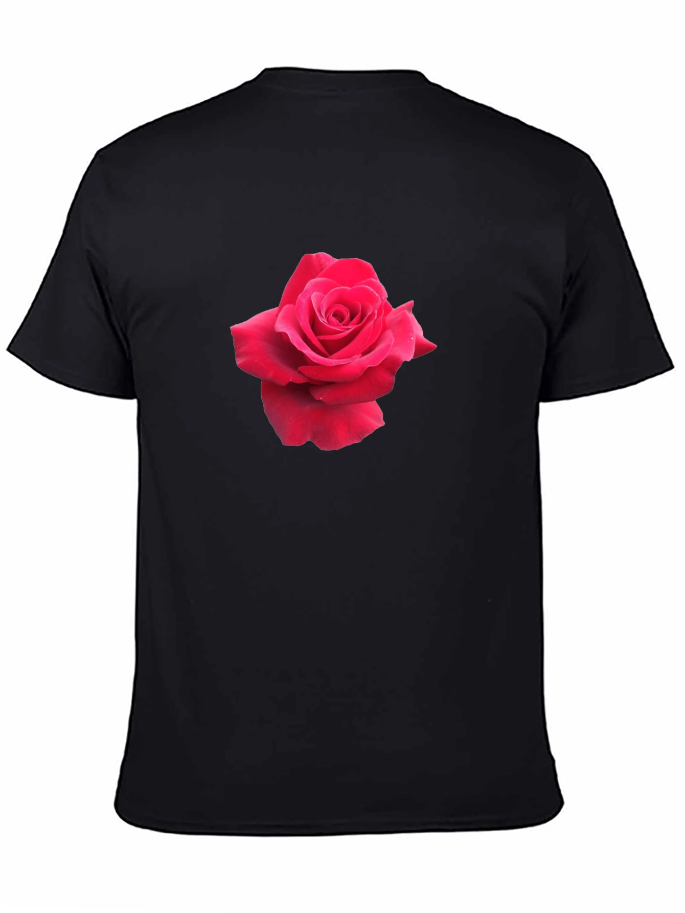 Rose Graphic Tee - Black Casual Cotton T-Shirt