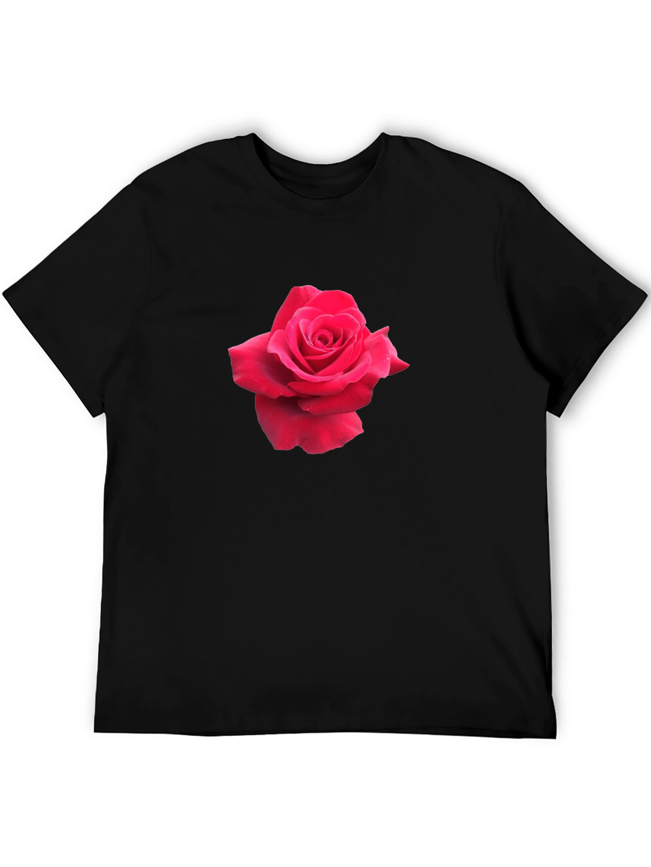 Rose Graphic Tee - Black Casual Cotton T-Shirt