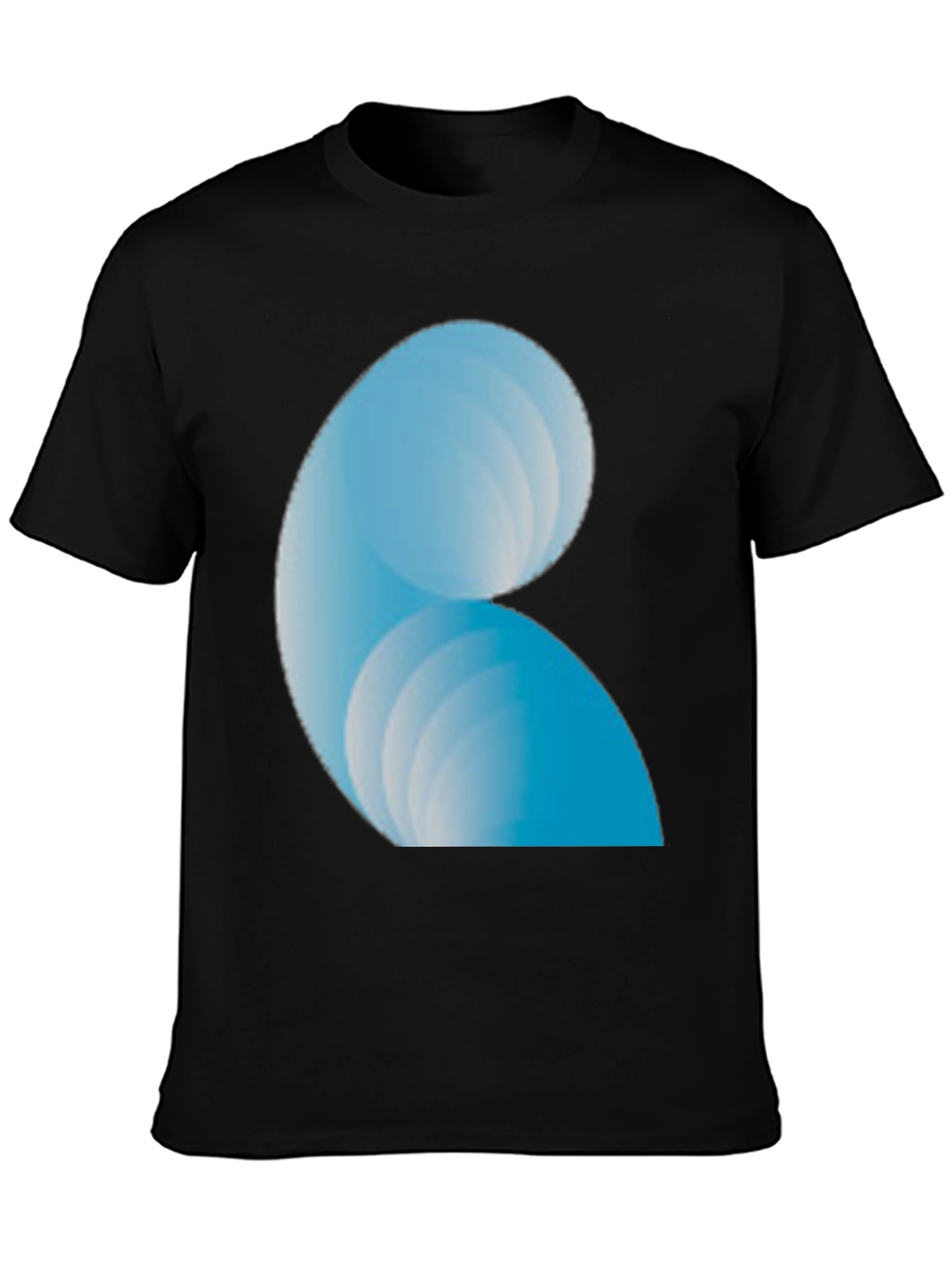 Abstract Blue Wave Design Black T-Shirt