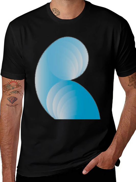 Abstract Blue Wave Design Black T-Shirt