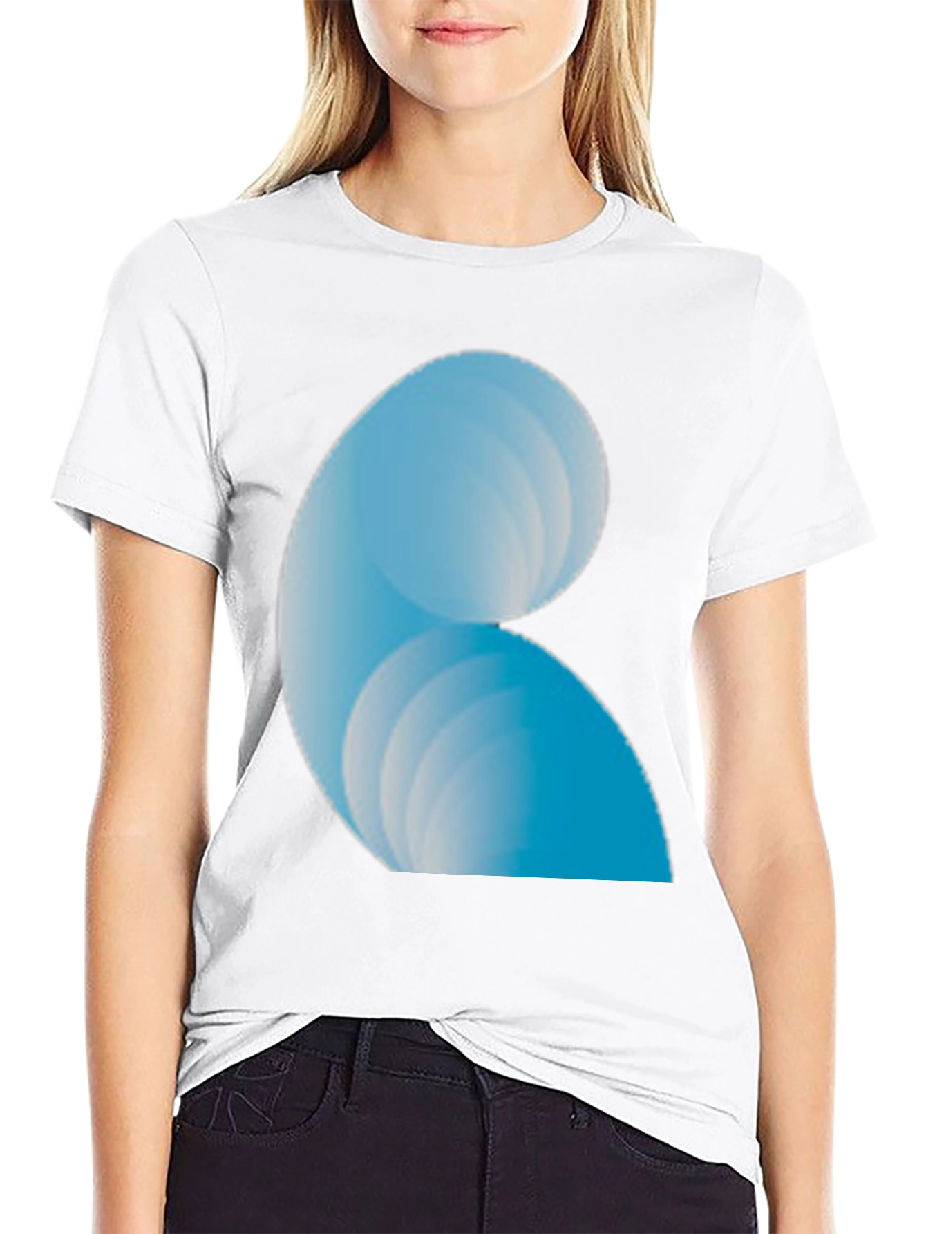 Abstract Blue Wave Design Black T-Shirt