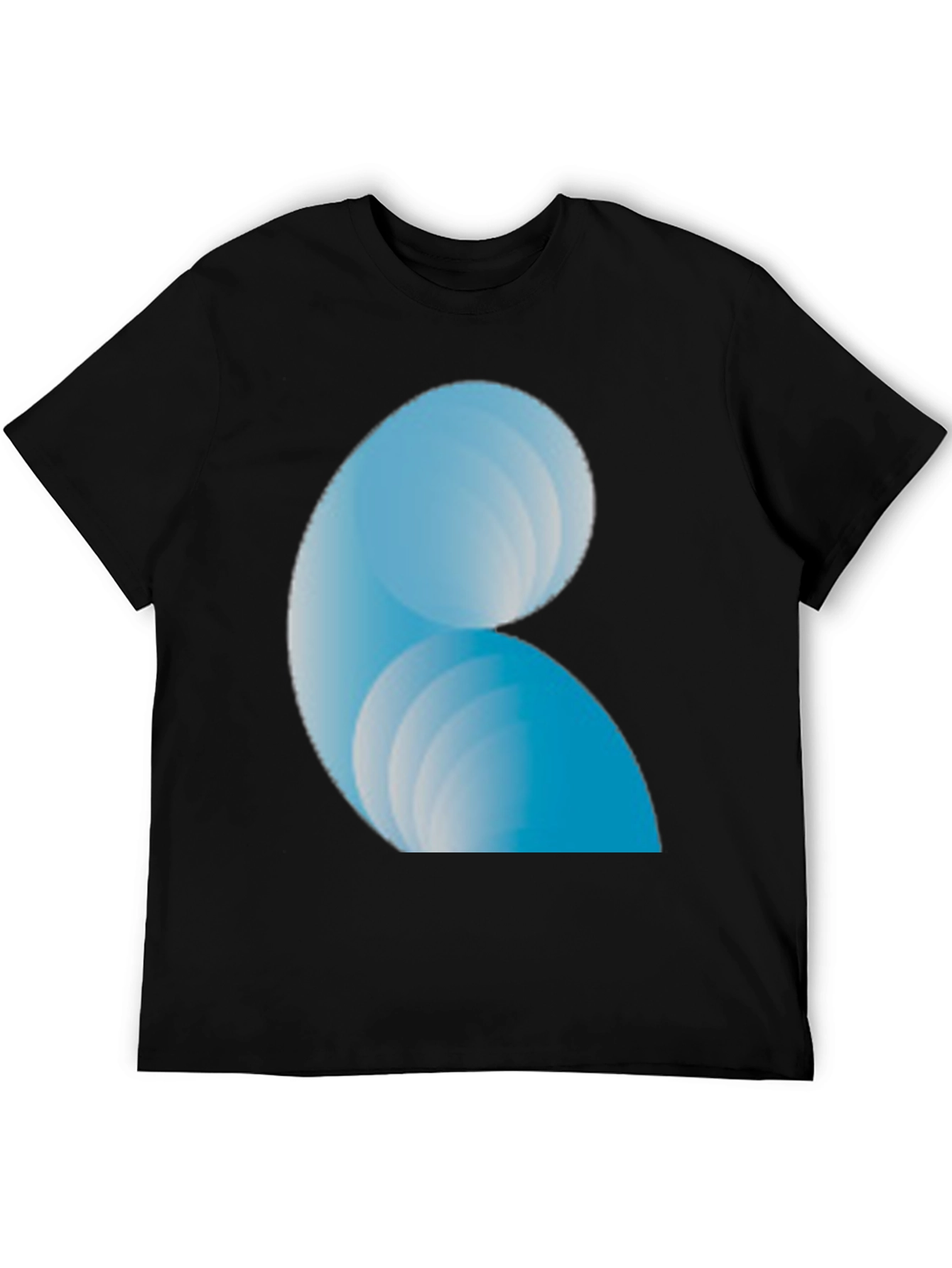 Abstract Blue Wave Design Black T-Shirt