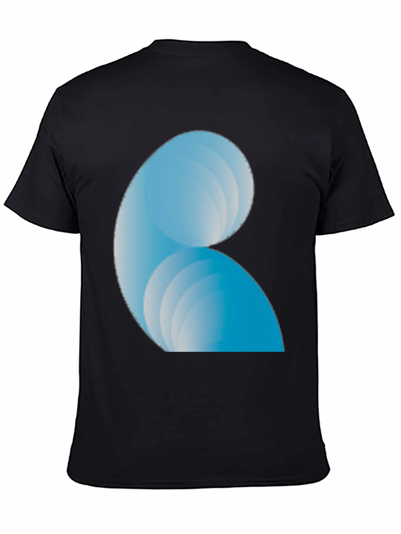 Abstract Blue Wave Design Black T-Shirt