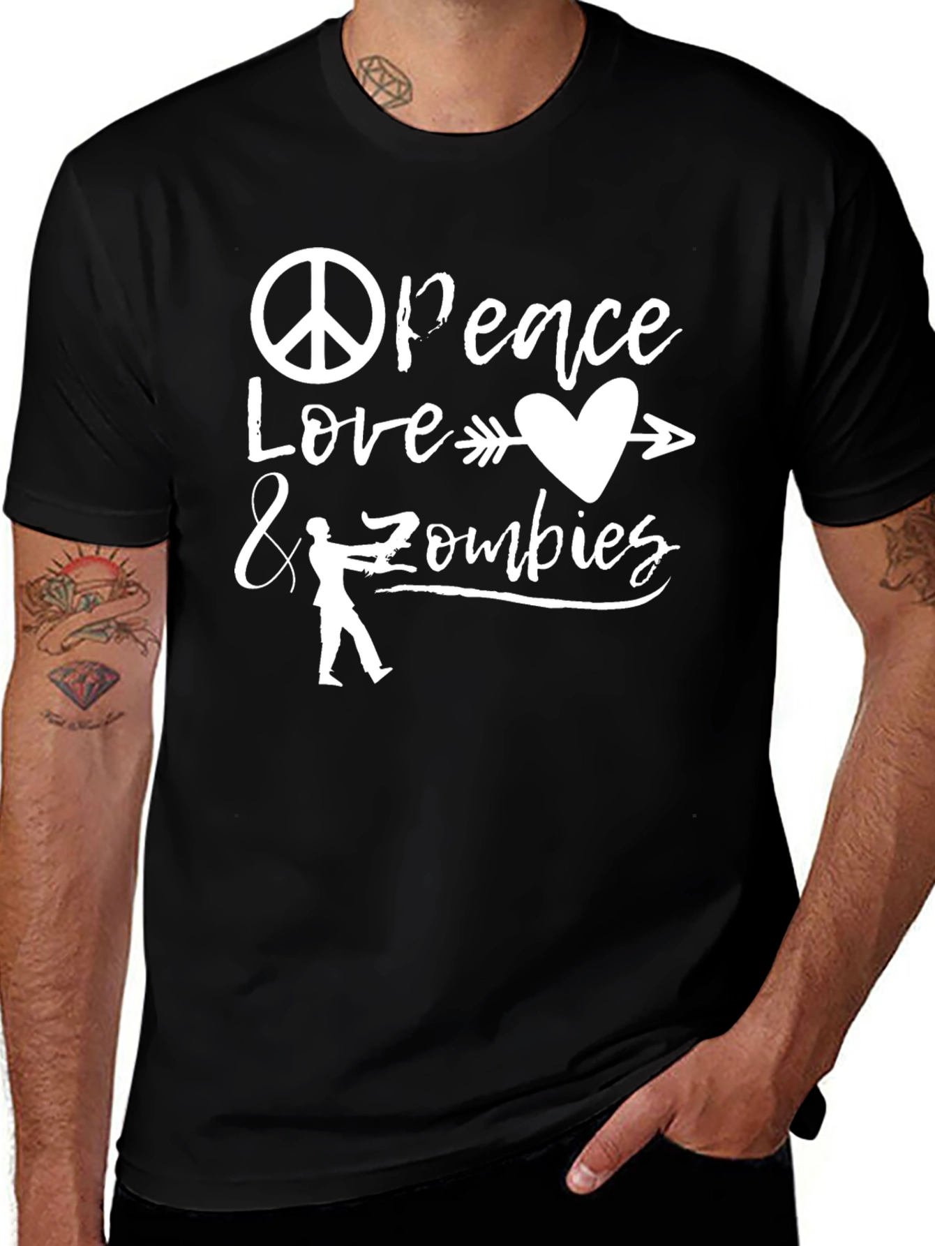 Peace Love & Zombies Graphic T-Shirt