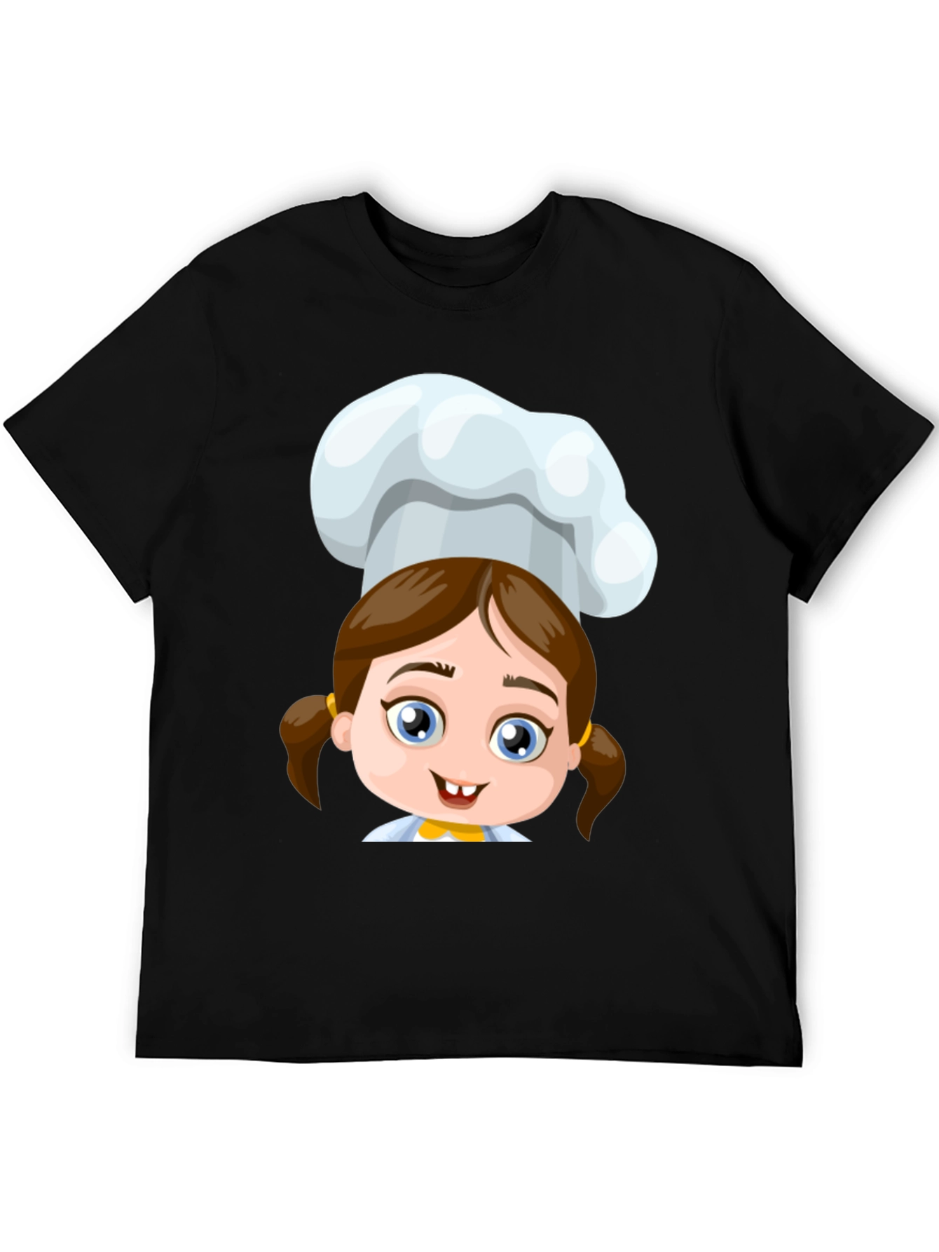 Chef Girl Cartoon Black T-Shirt