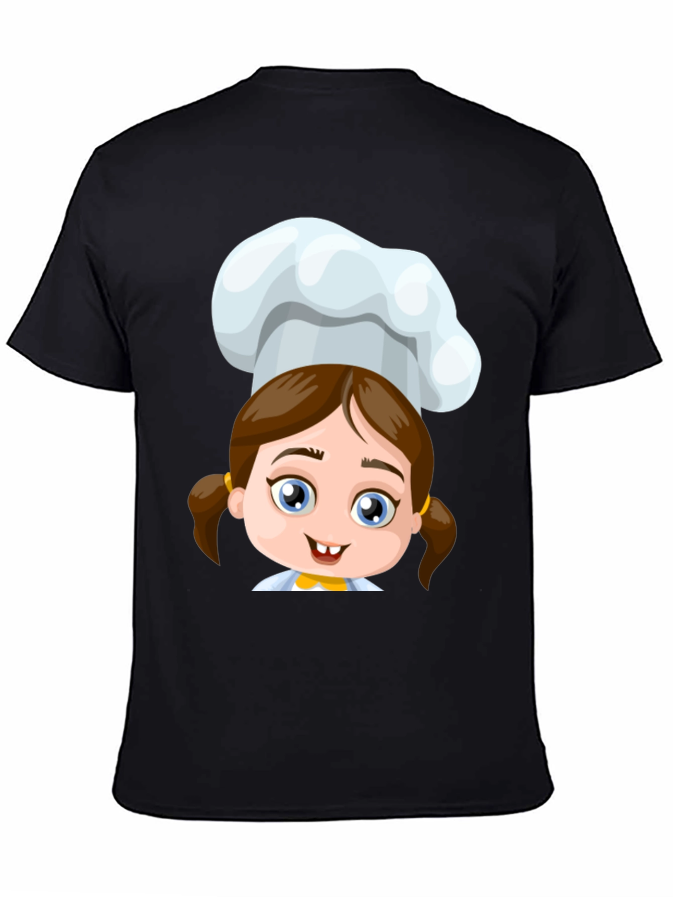 Chef Girl Cartoon Black T-Shirt