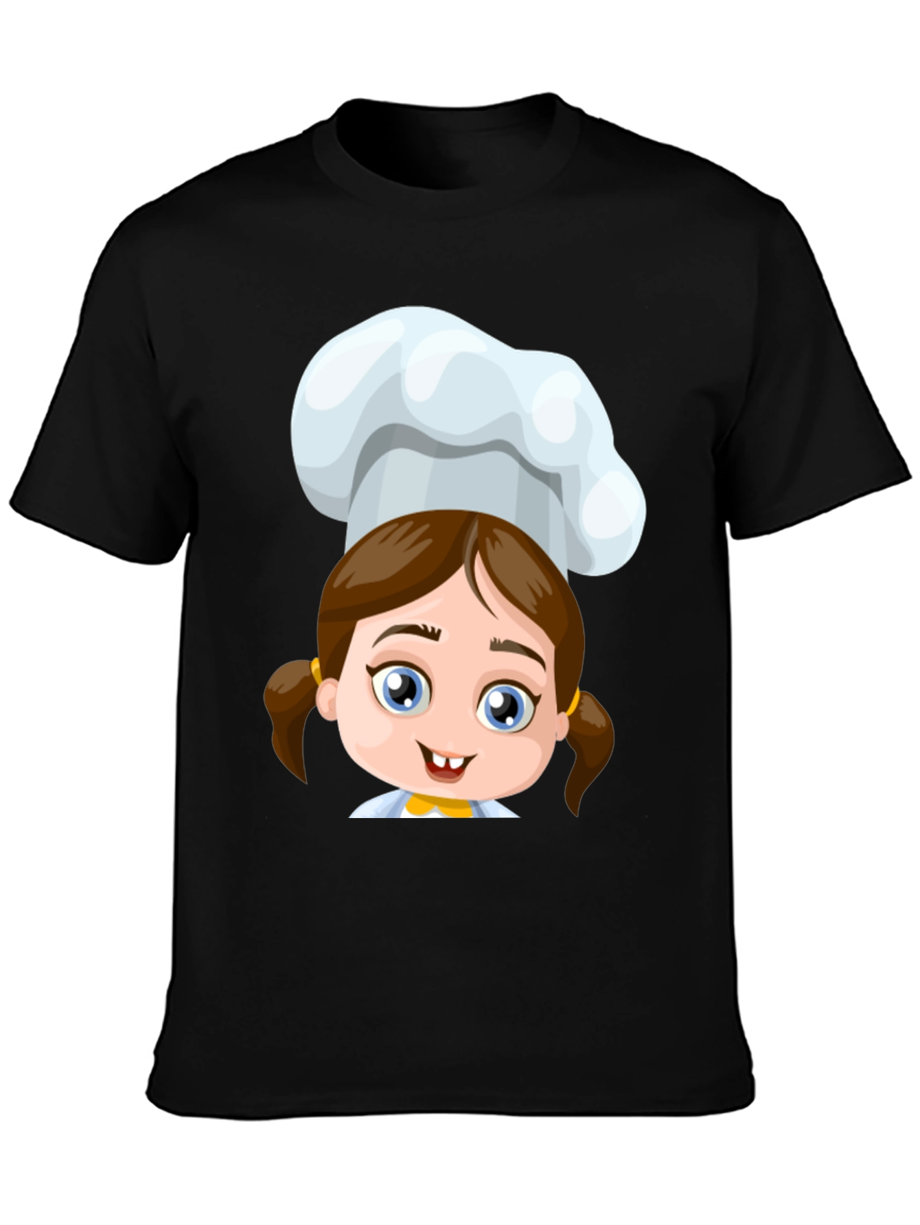 Chef Girl Cartoon Black T-Shirt