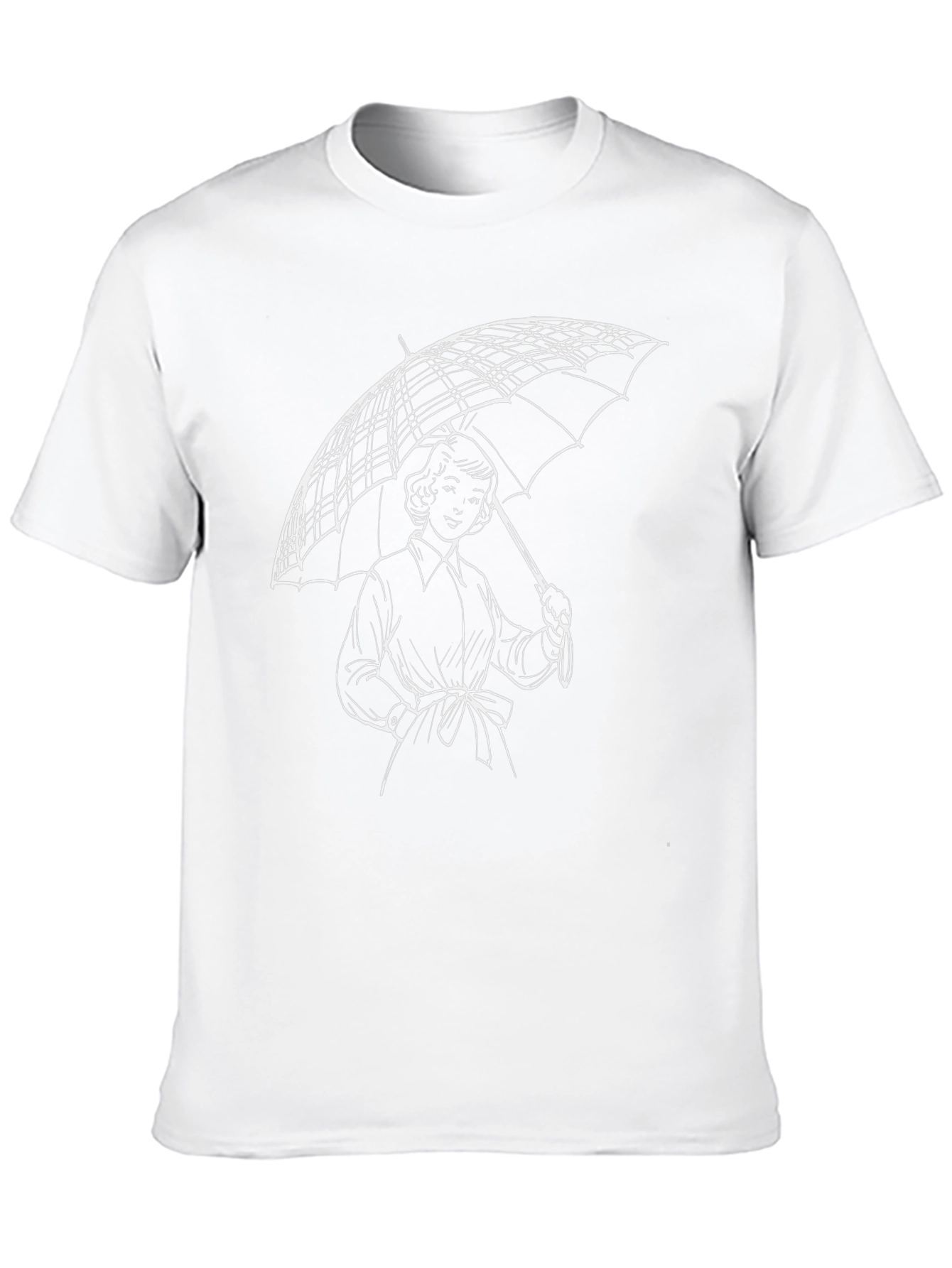 Woman with Umbrella Graphic Tee - Stylish Black T-Shirt