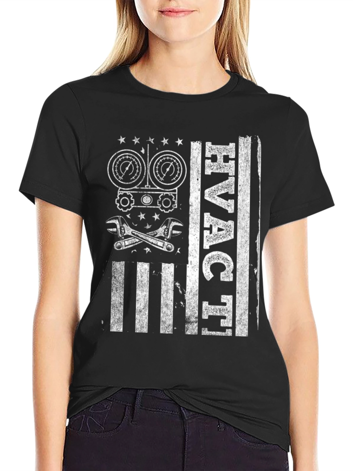 HVAC Technician American Flag Graphic T-Shirt