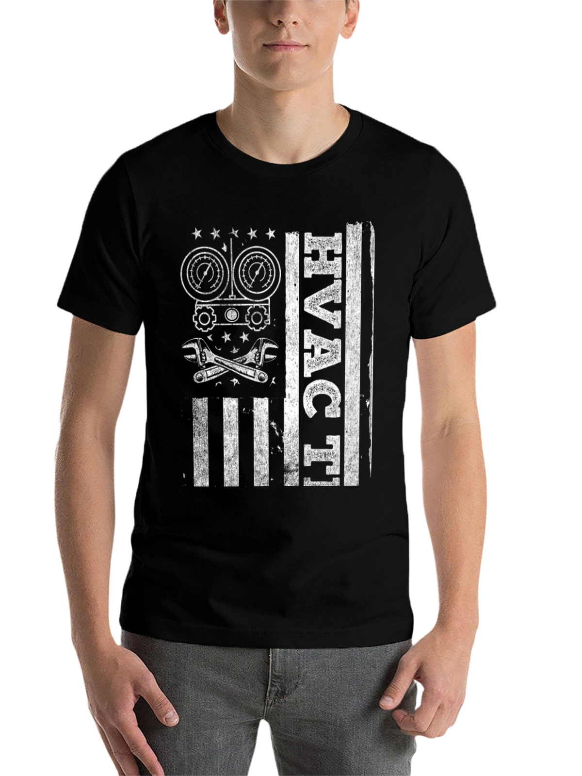 HVAC Technician American Flag Graphic T-Shirt