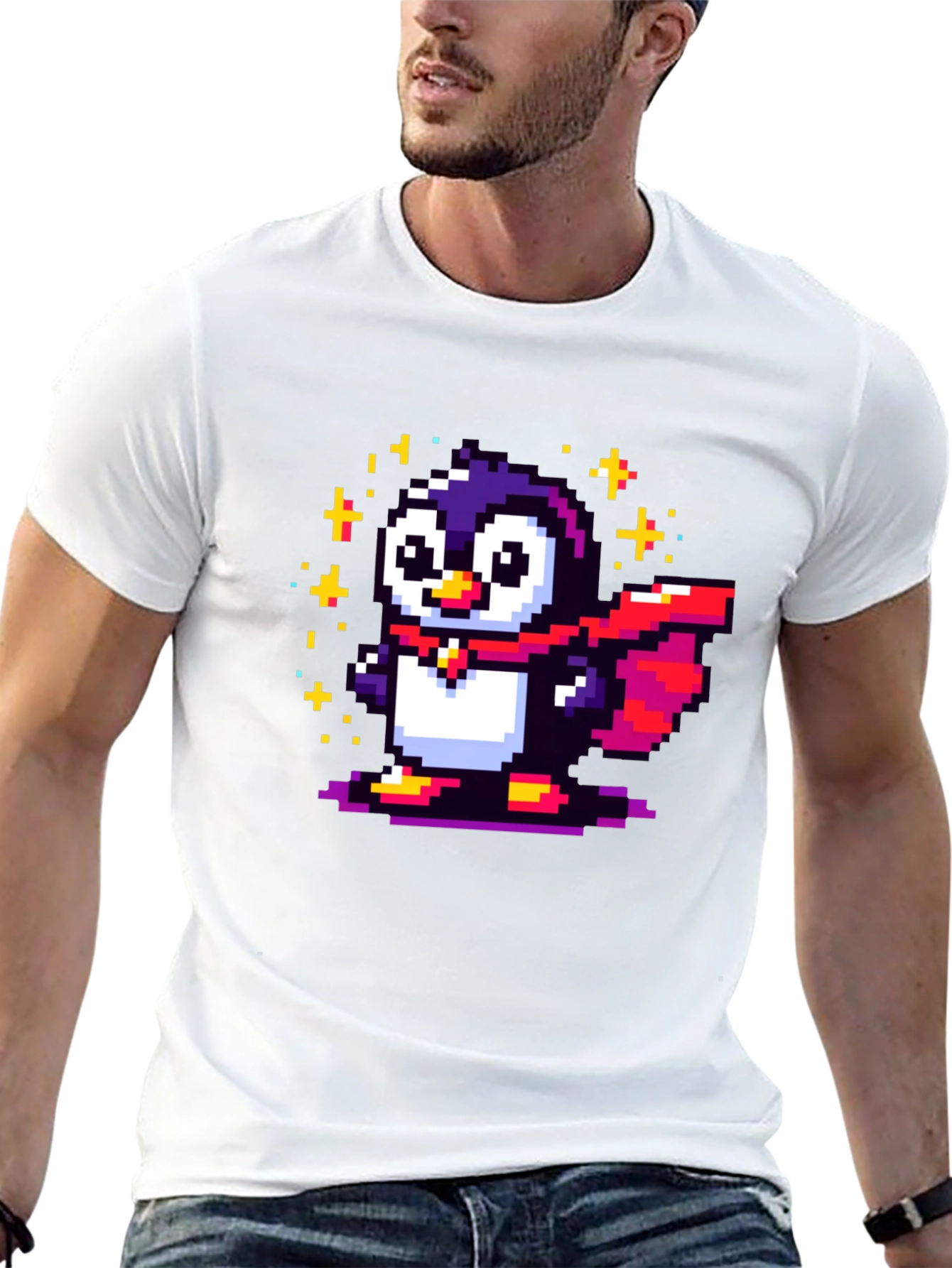 Pixel Penguin Superhero T-Shirt