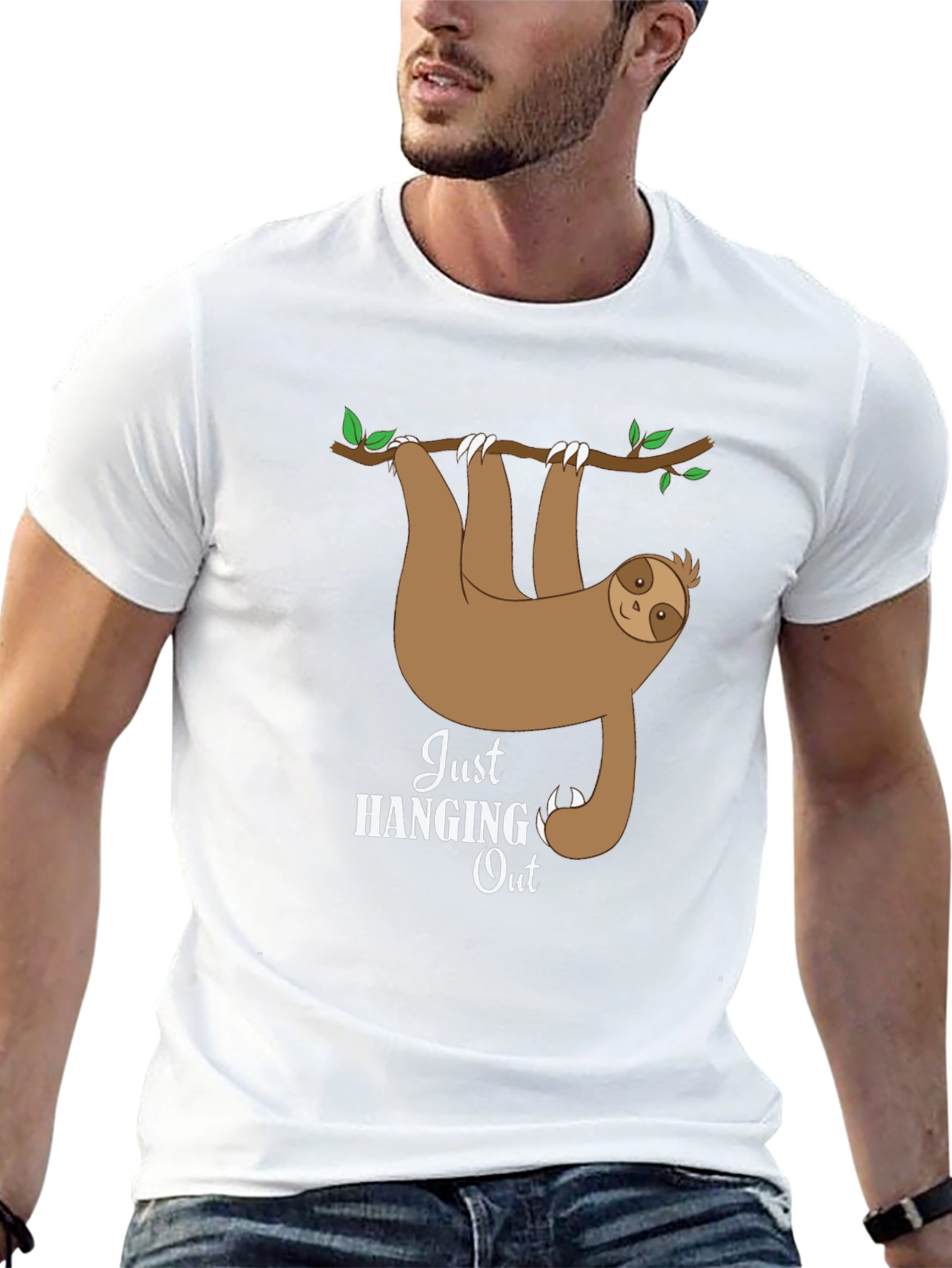 Hanging Sloth Graphic Tee - Just Hanging Out T-Shirt