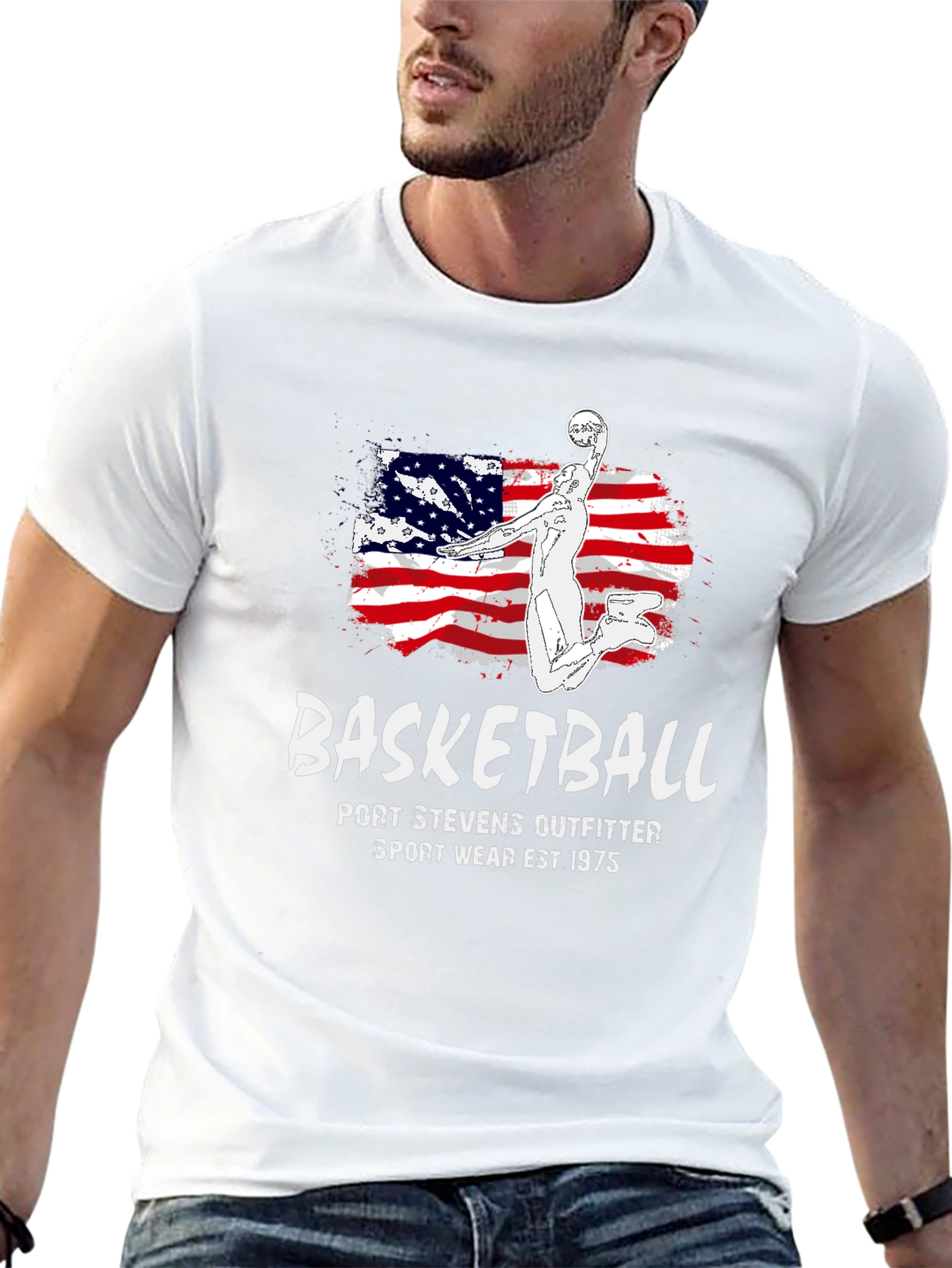 Basketball USA Flag Graphic T-Shirt