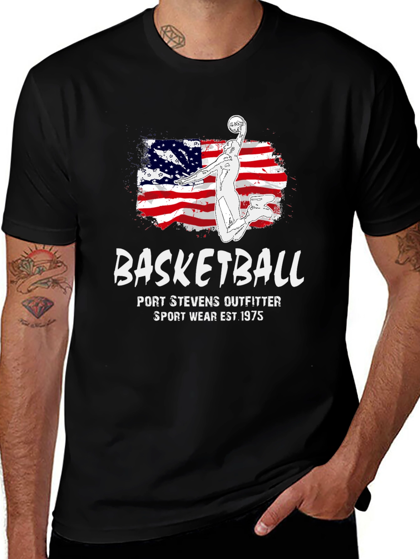Basketball USA Flag Graphic T-Shirt