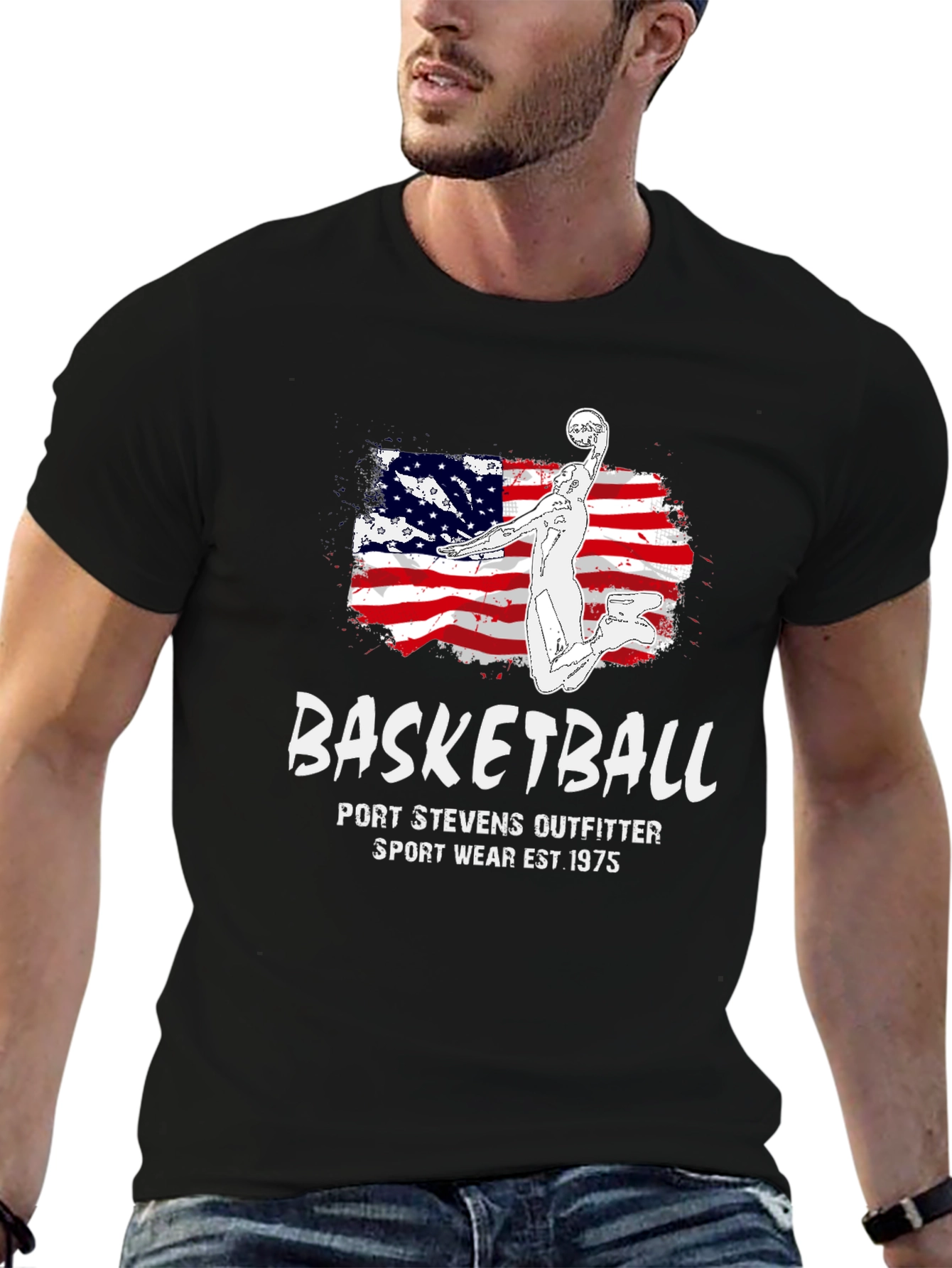 Basketball USA Flag Graphic T-Shirt