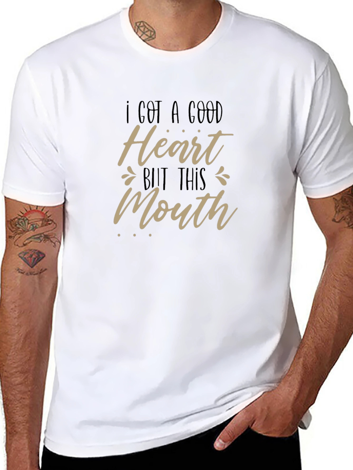 Funny Good Heart But This Mouth Black Graphic Tee
