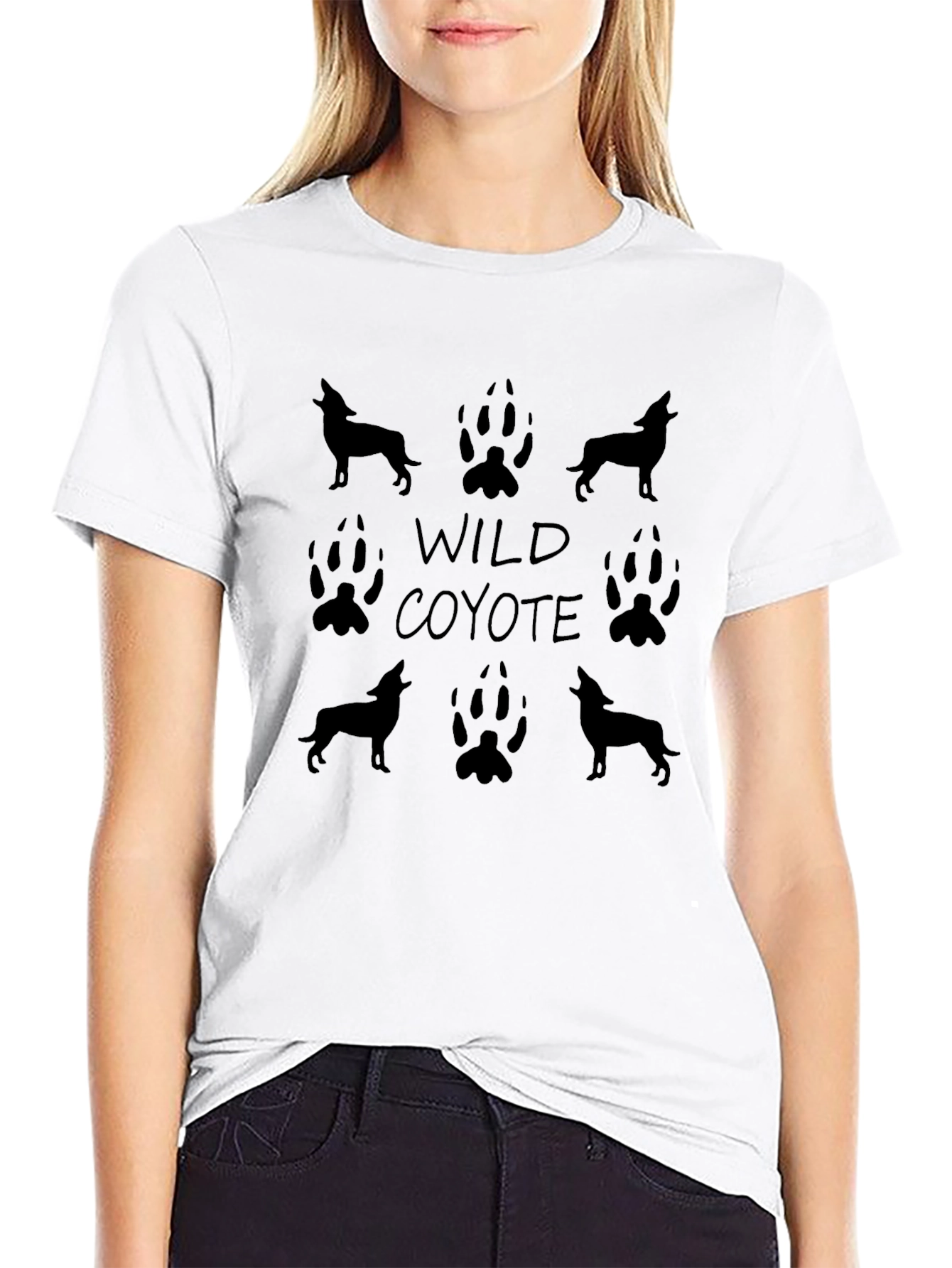 Wild Coyote Graphic Tee - Black Cotton T-Shirt