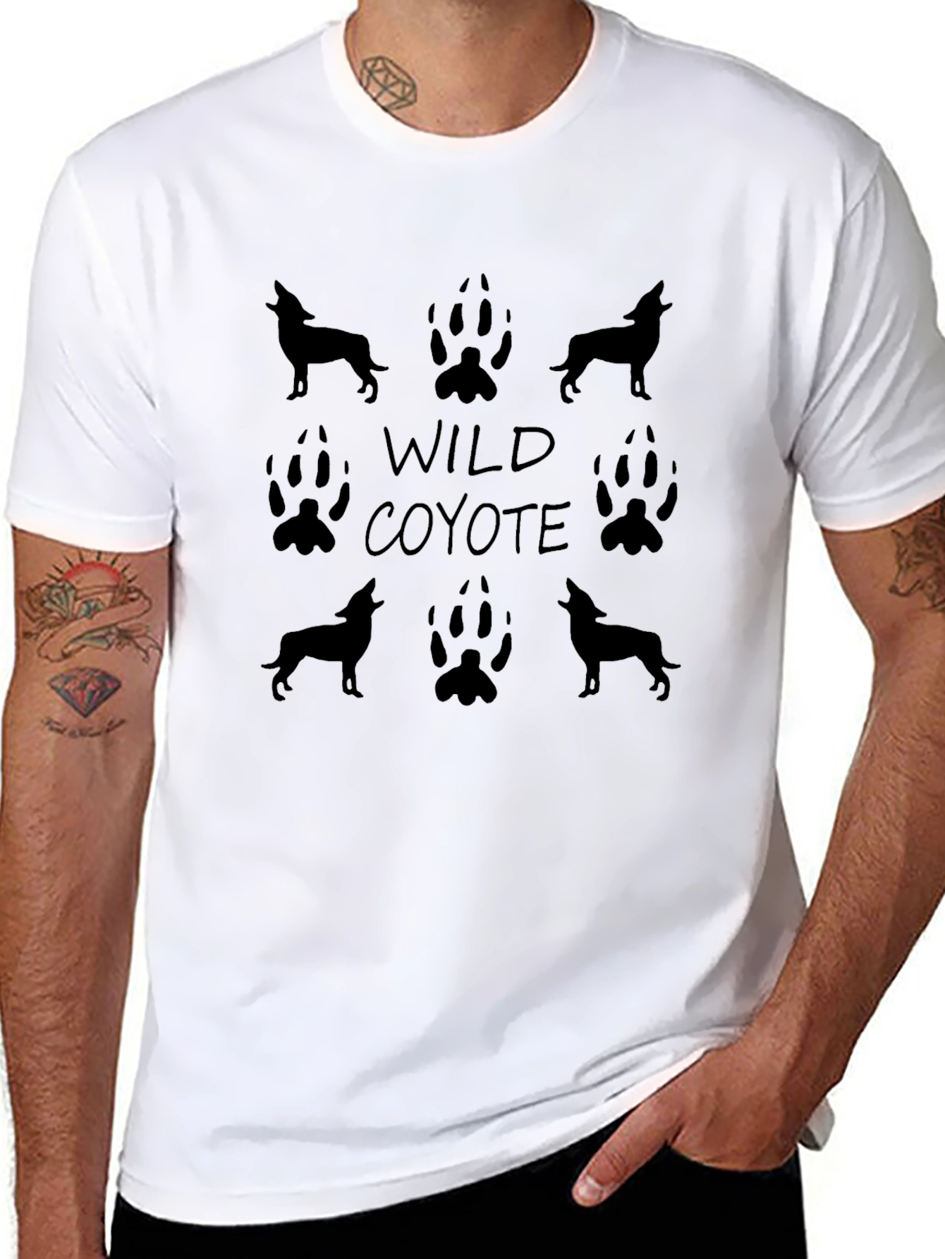Wild Coyote Graphic Tee - Black Cotton T-Shirt