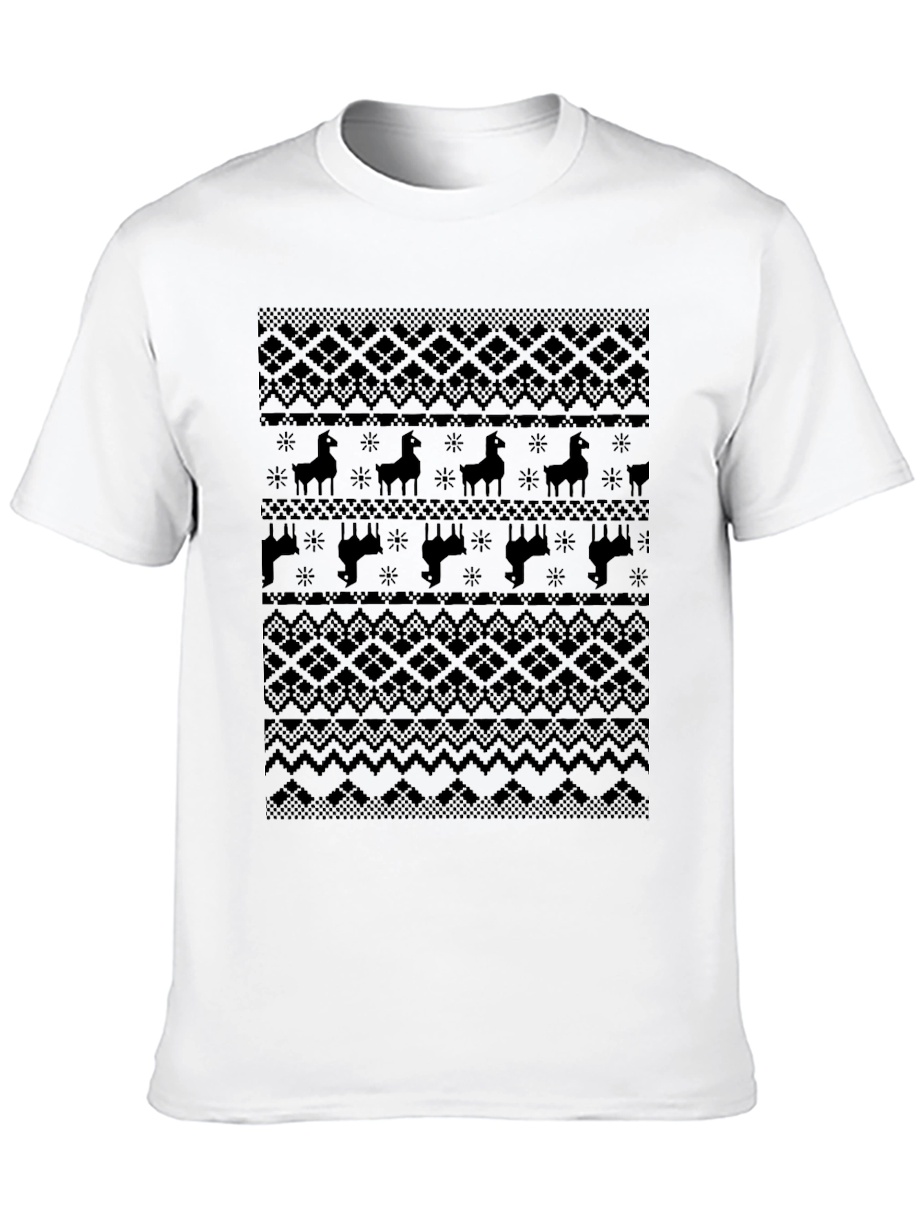 Llama Pattern Graphic Tee - Dark Knit Style Print
