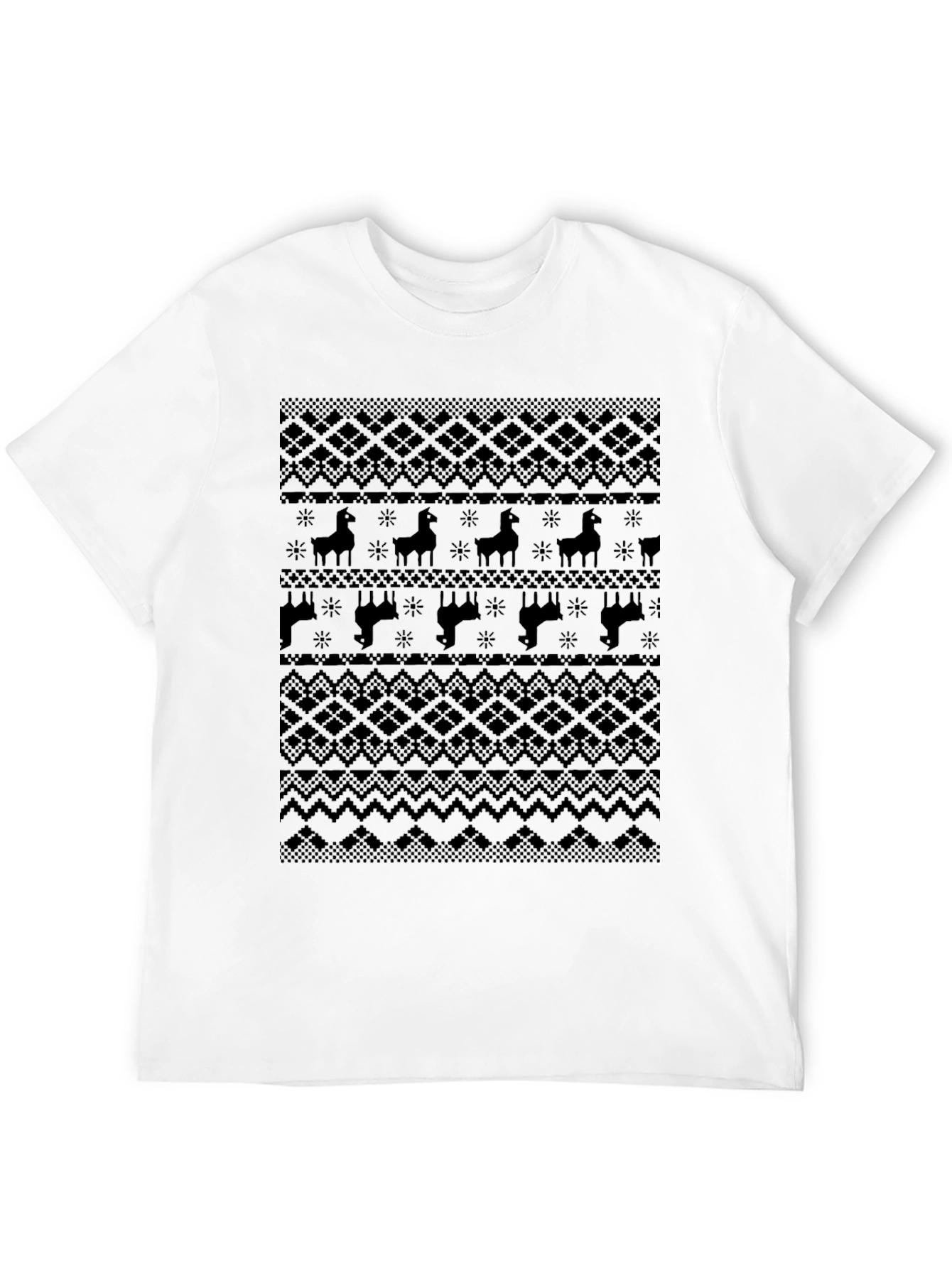 Llama Pattern Graphic Tee - Dark Knit Style Print