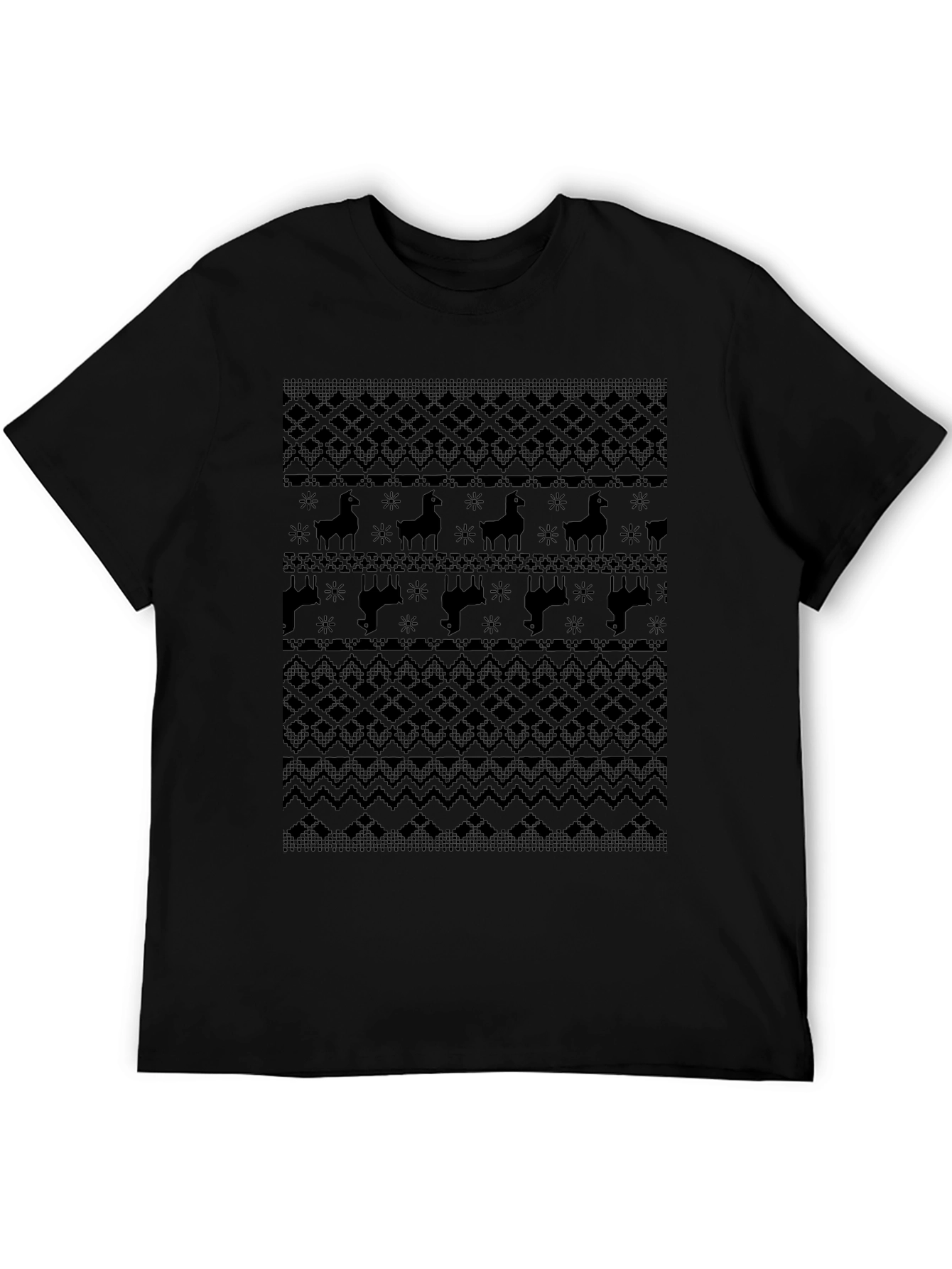 Llama Pattern Graphic Tee - Dark Knit Style Print