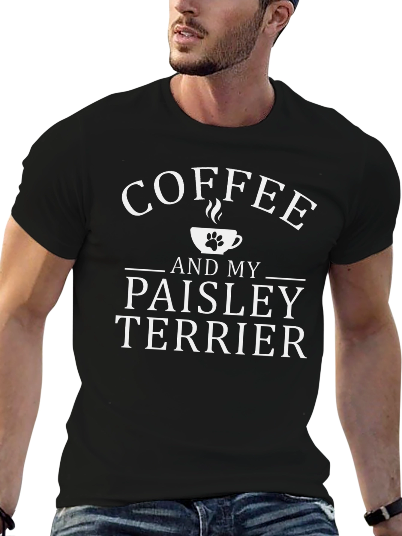 Coffee and My Paisley Terrier Black T-Shirt