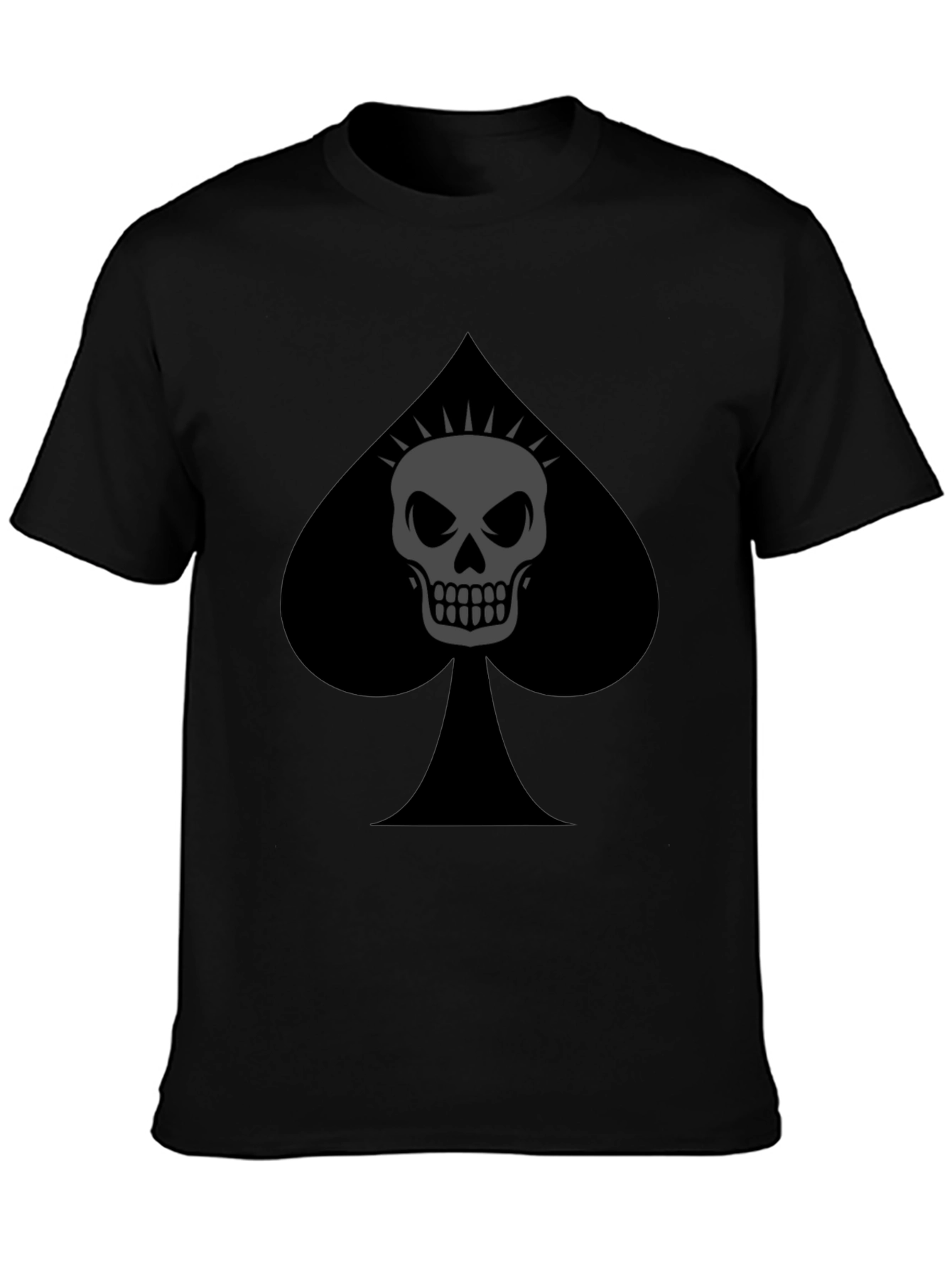 Spade Skull Graphic Tee - Black Cotton T-Shirt