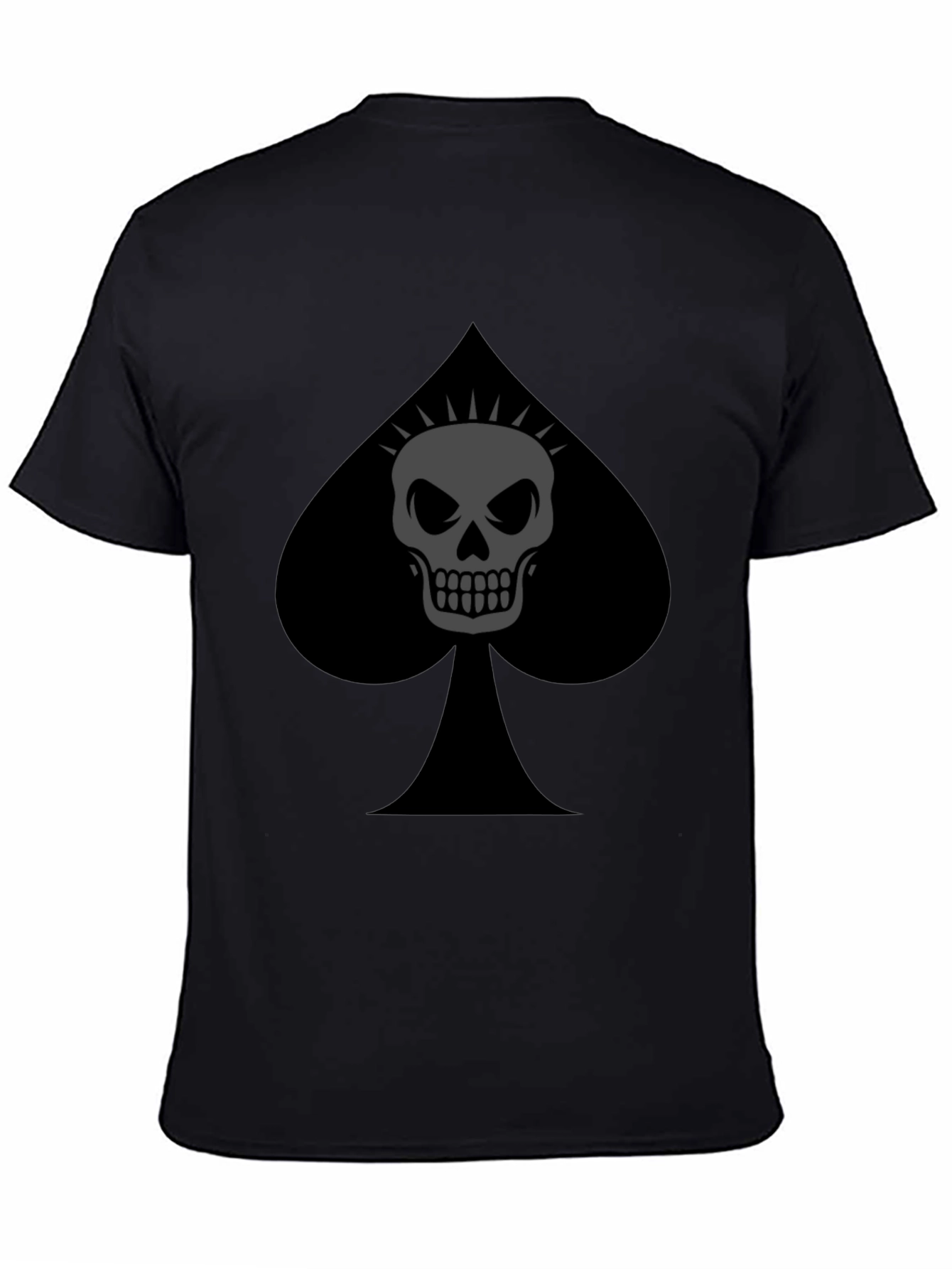 Spade Skull Graphic Tee - Black Cotton T-Shirt