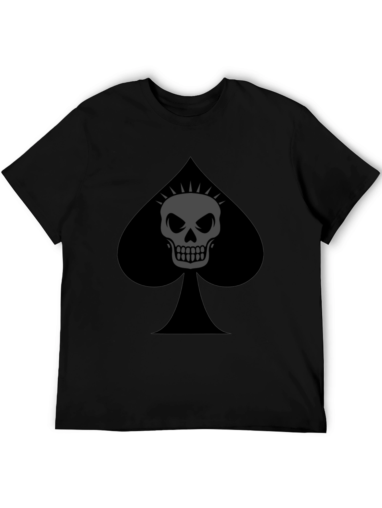 Spade Skull Graphic Tee - Black Cotton T-Shirt