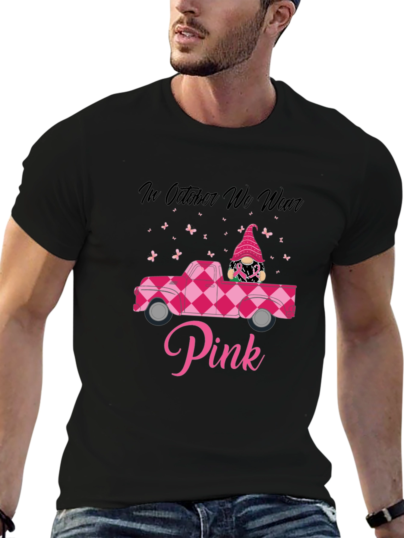 Pink October Awareness T-Shirt - Gnome Truck Design